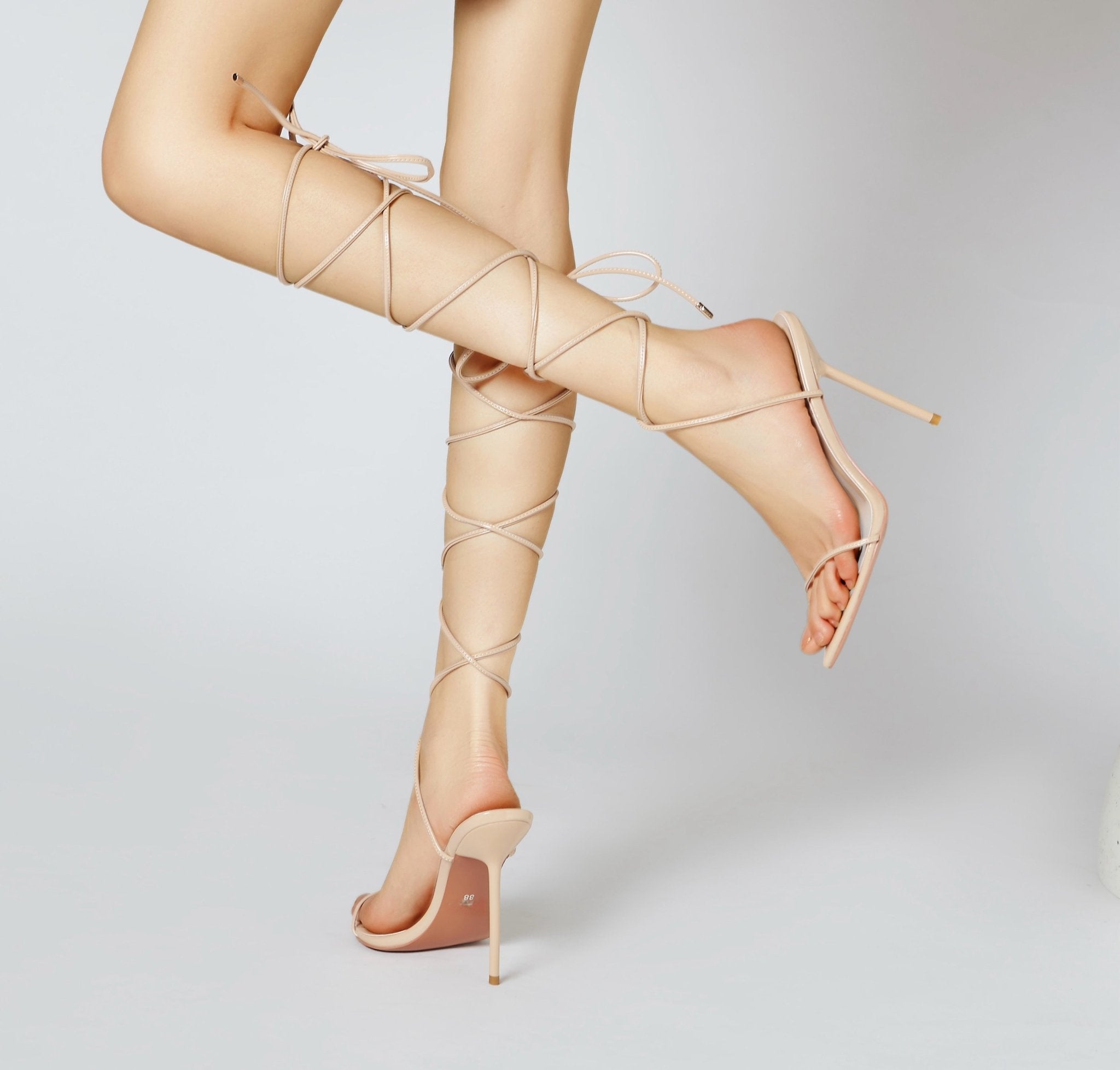 Nude Porcelain Patent Sandals *Vegan - Kandee