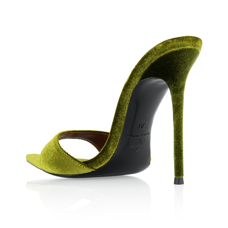 Olive Velvet Mules - Kandee