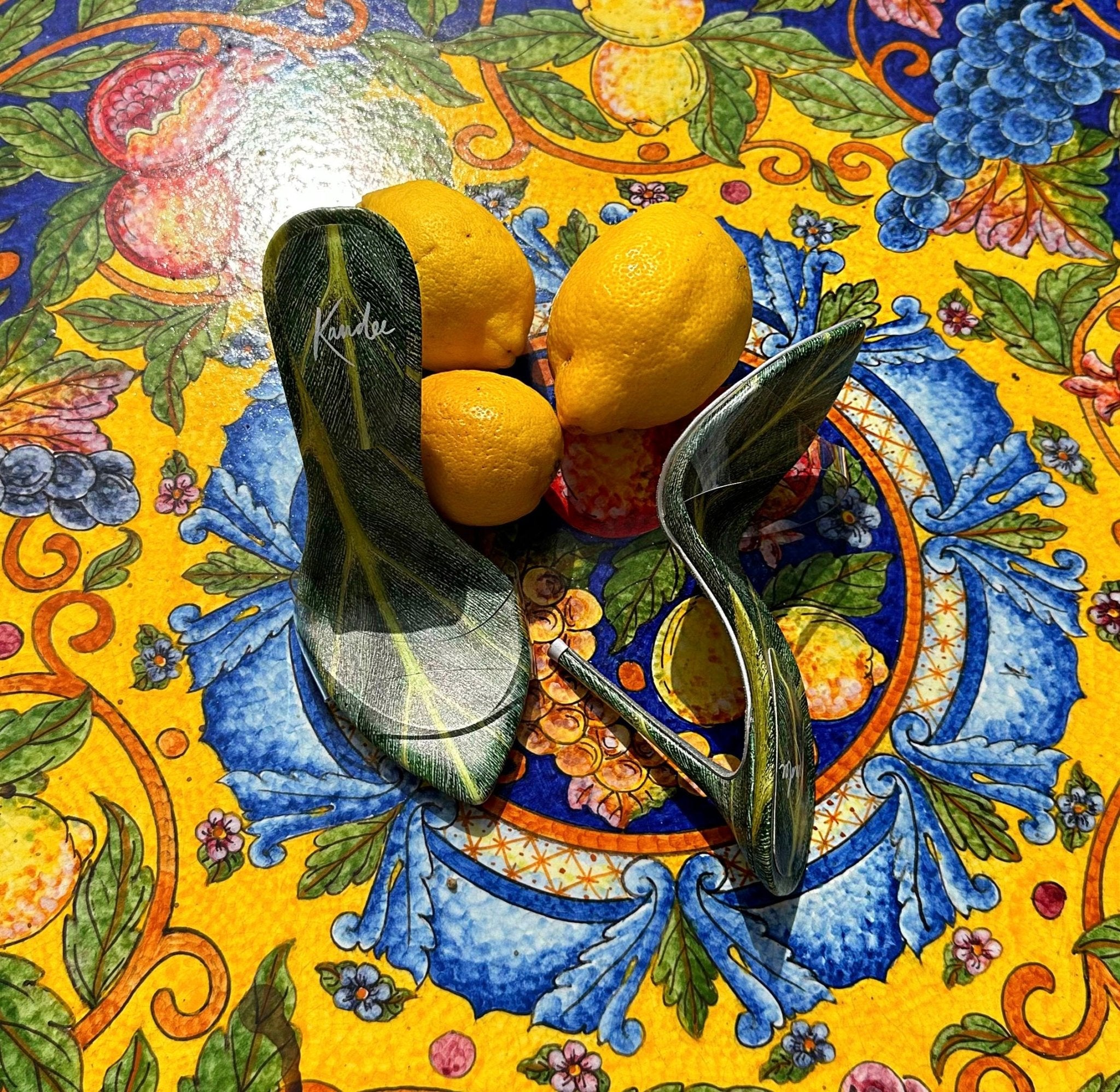 Palm Leaf PVC Mules - Kandee