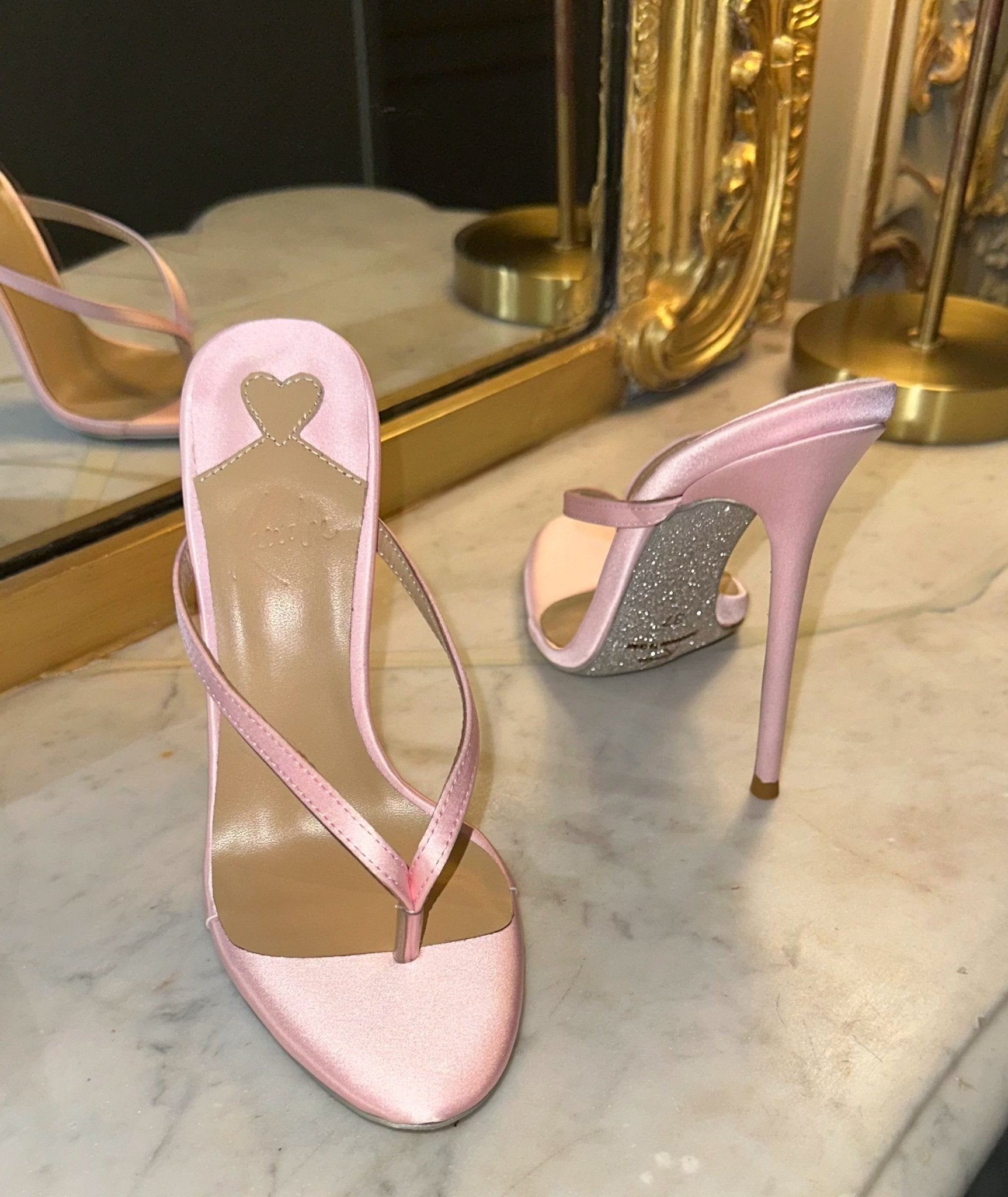 Powder Pink Silk Thong Sandal - Kandee
