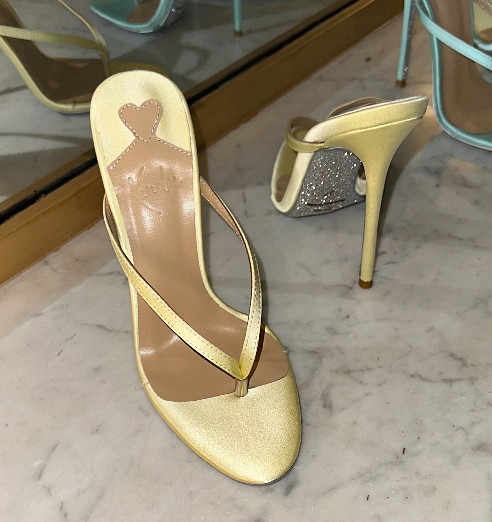 Butter Yellow Silk Thong Sandal - Kandee