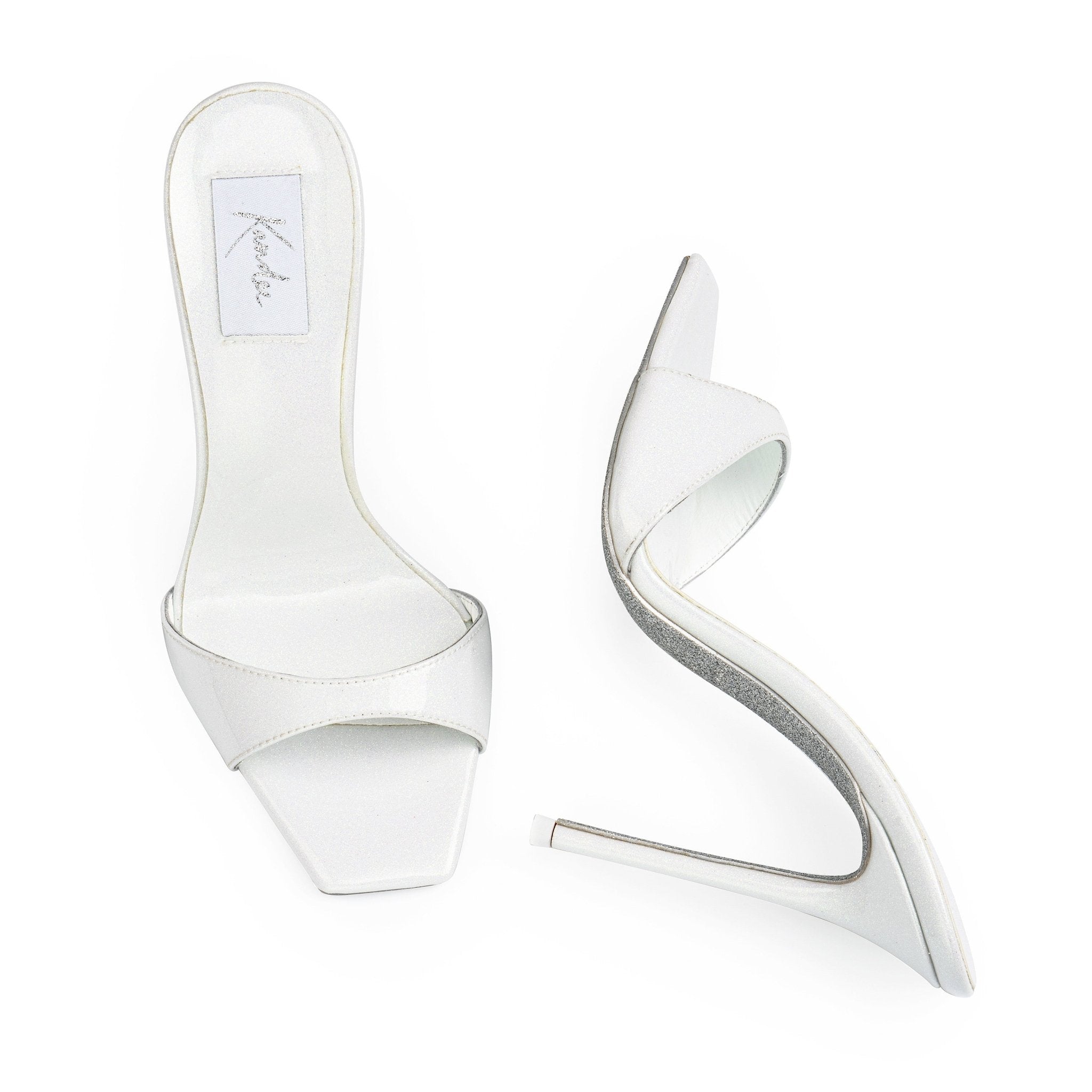 Coconut Ice Patent Glitter Leather Mules - Kandee