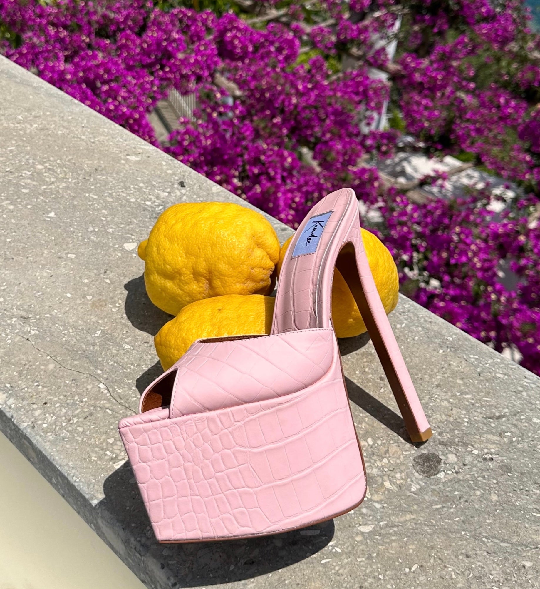 Crystal Rose Croco Platform Mules - Kandee