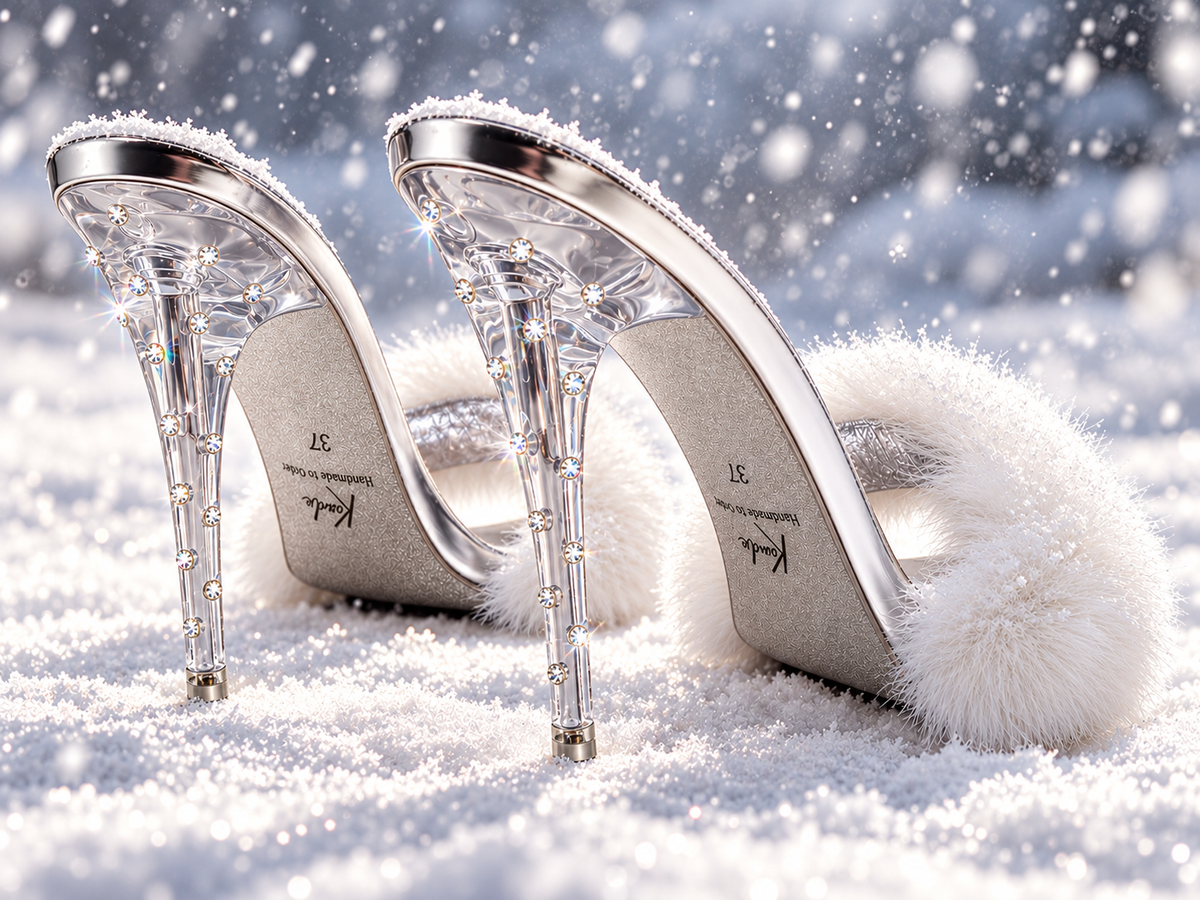 Snow Angel Mink with crystal Plexiglas Heel