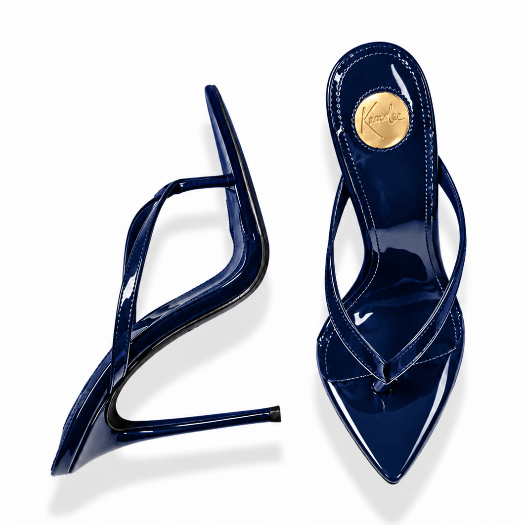 Midnight Lacquer Thong Sandals - Kandee