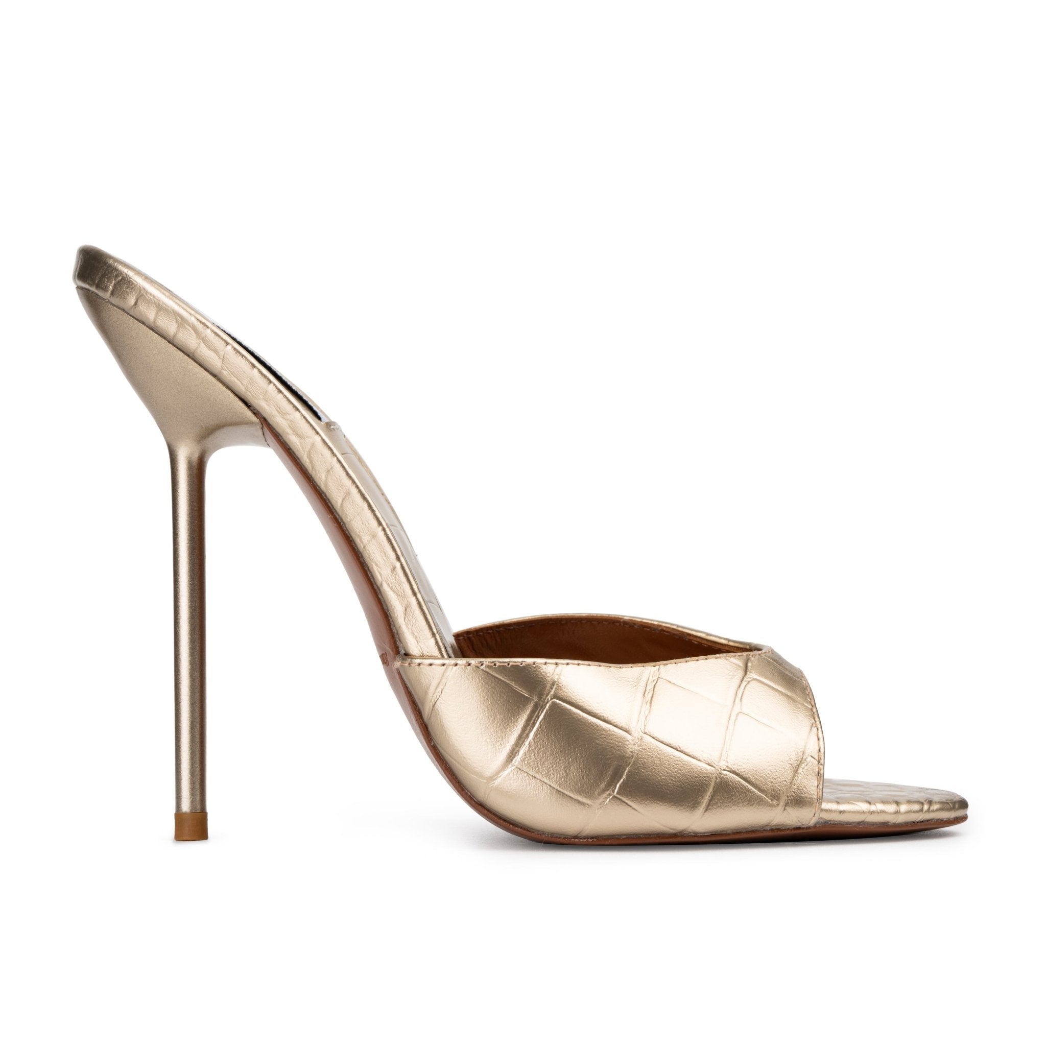 Light Gold Croco Mules - Kandee