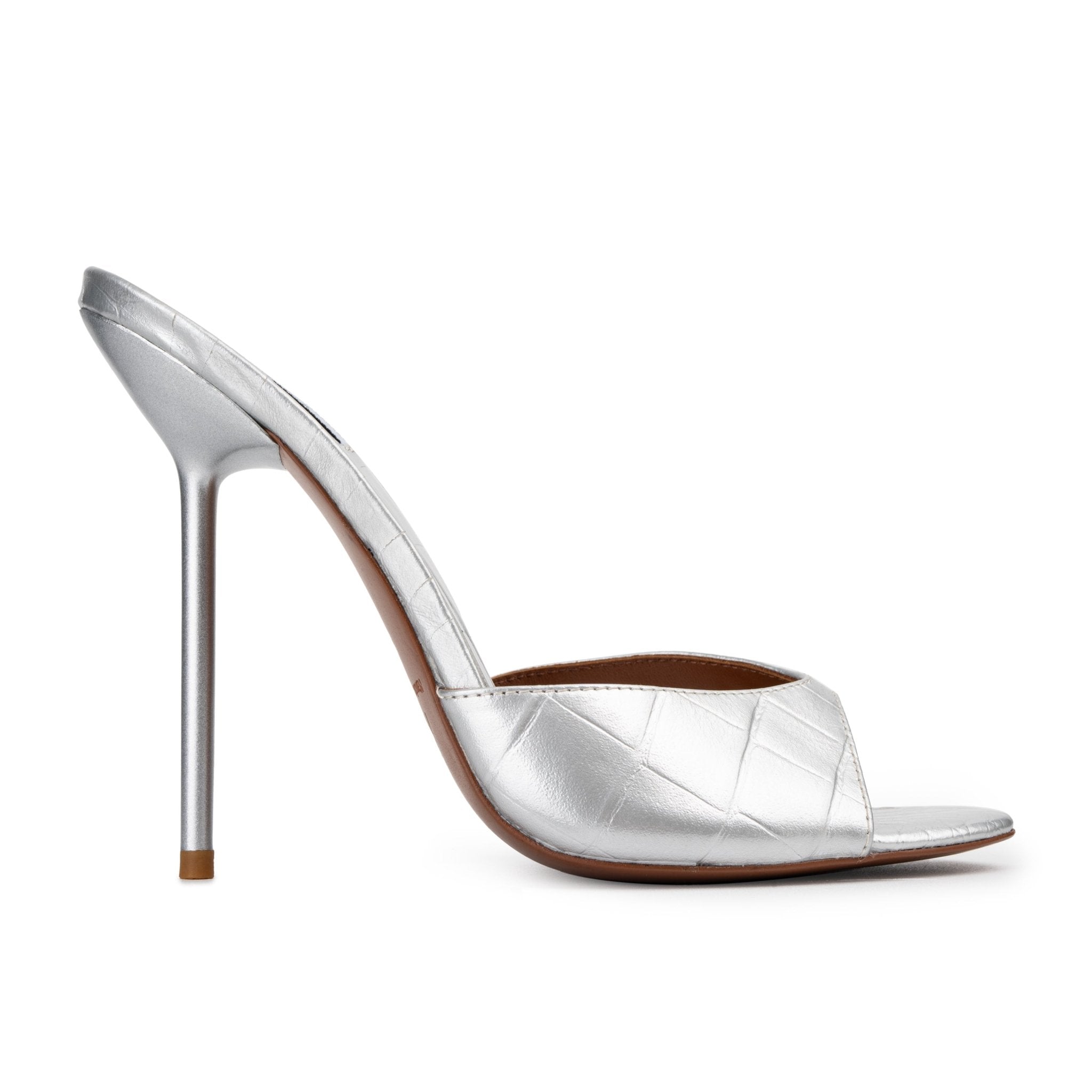 Silver Croco Mules - Kandee