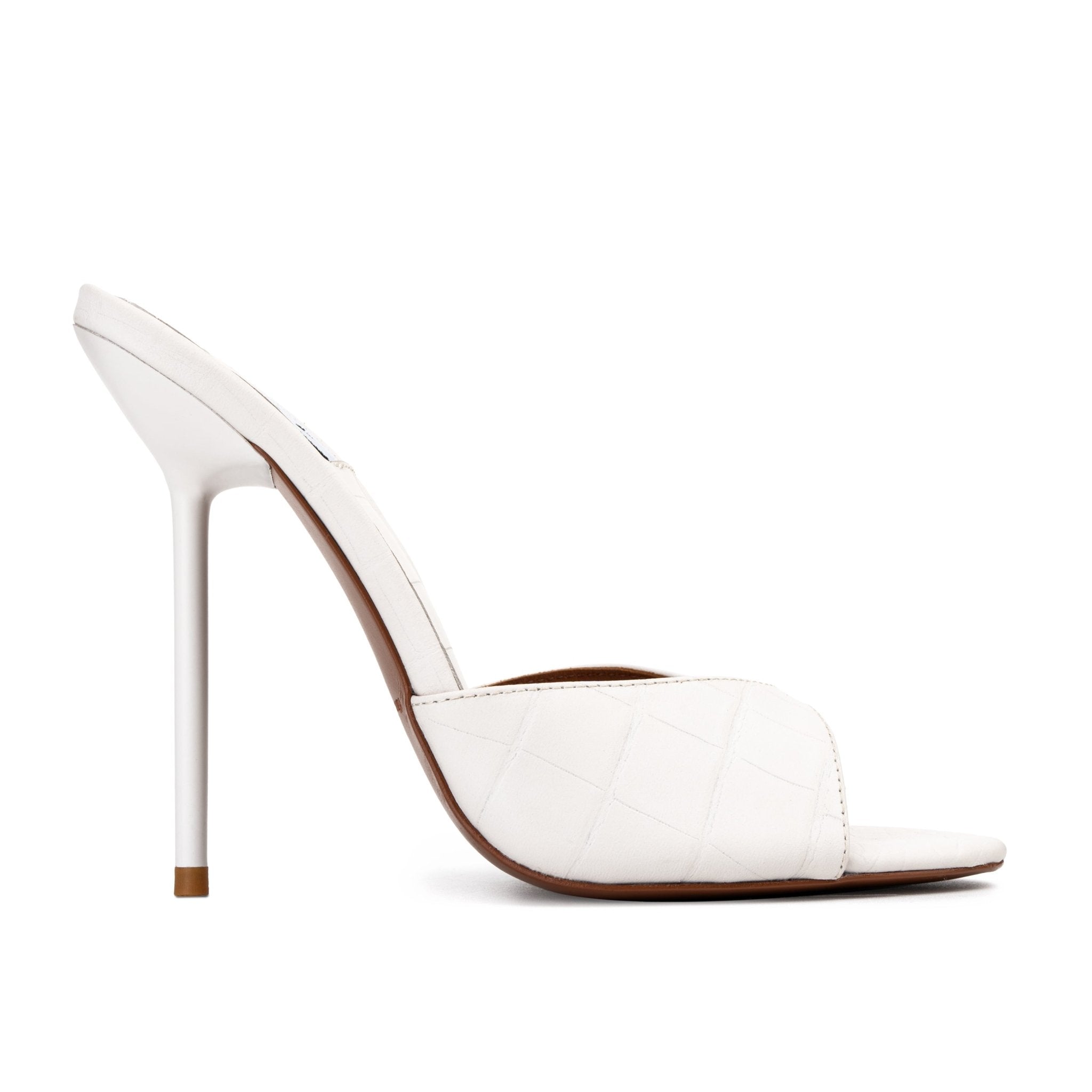 Bianco Croco Mules - Kandee