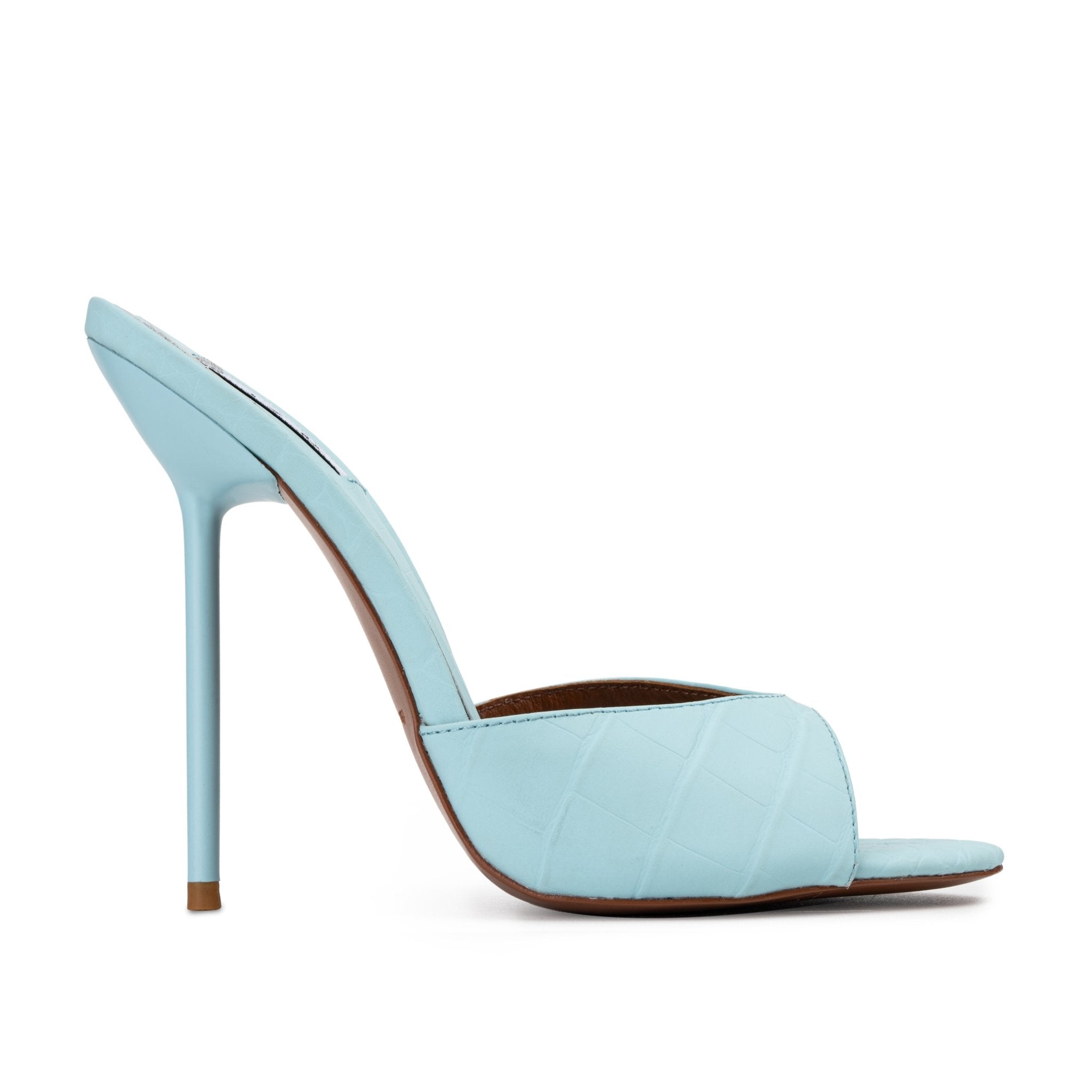 Iced Aqua Croco Mules - Kandee