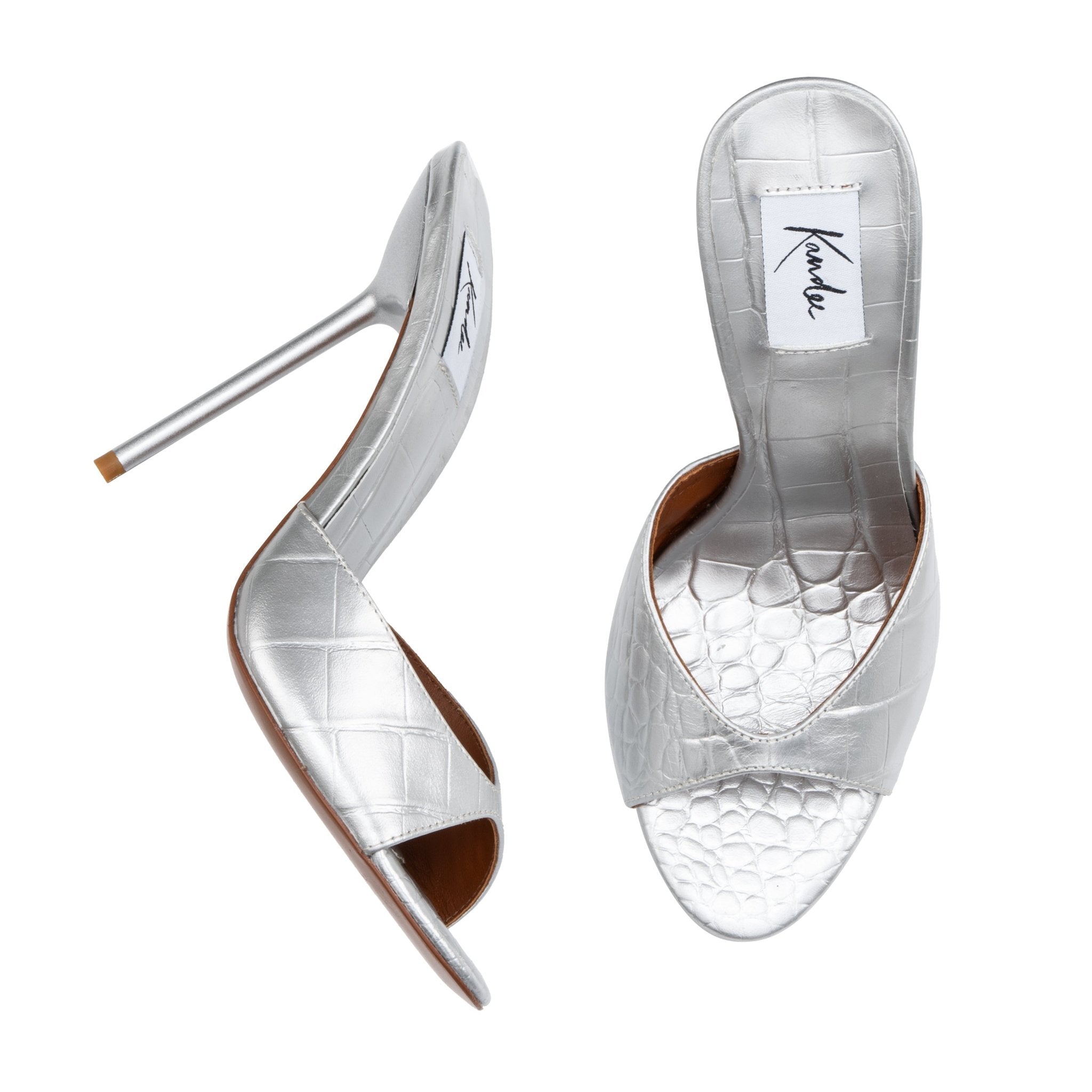 Silver Croco Mules - Kandee