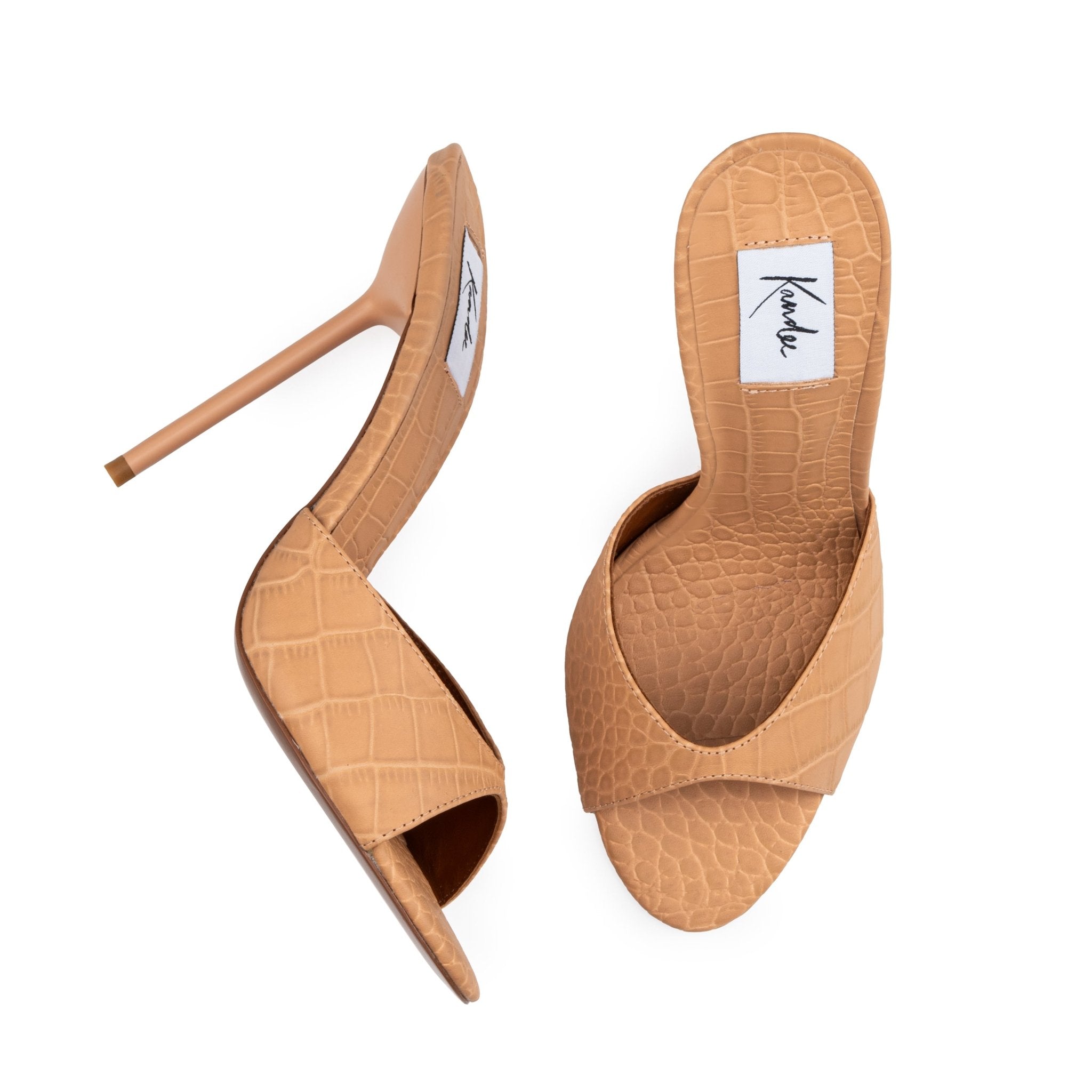 Natural Croco Mules - Kandee