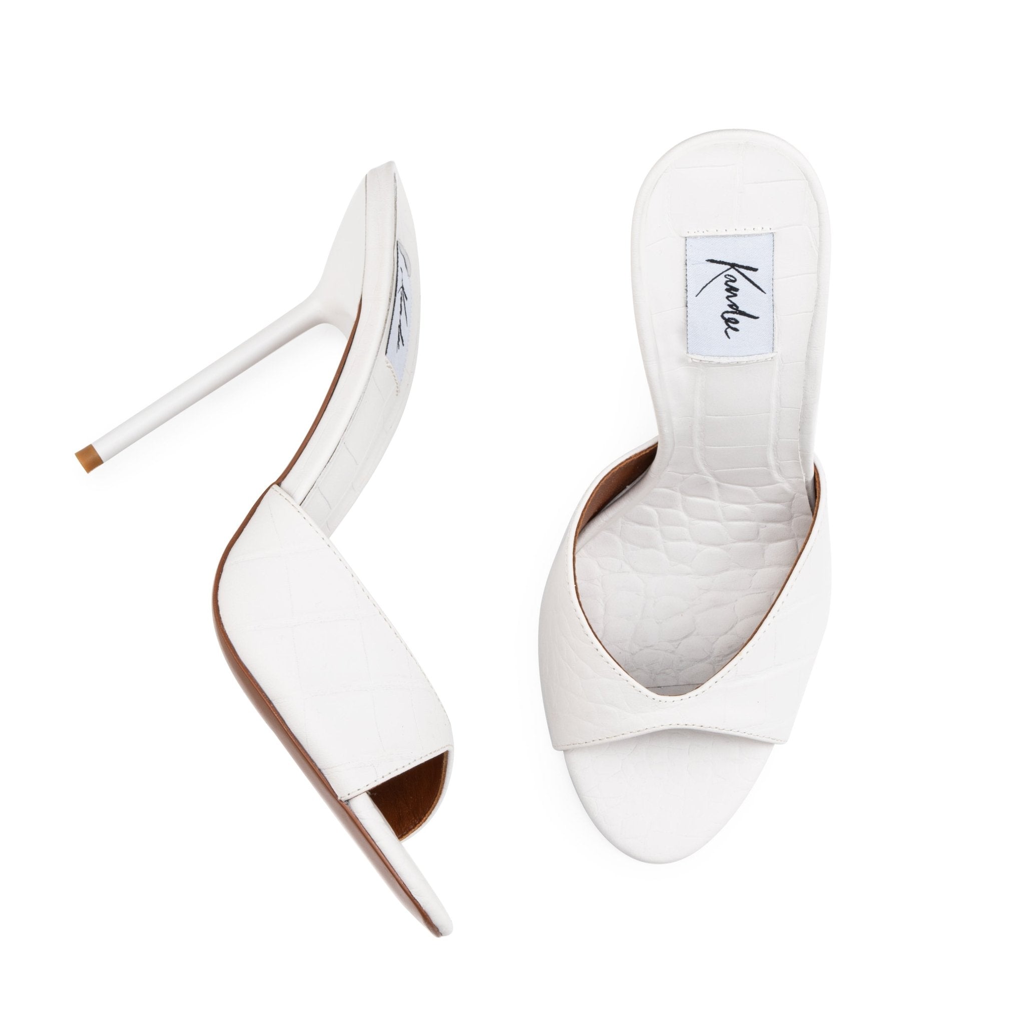Bianco Croco Mules - Kandee