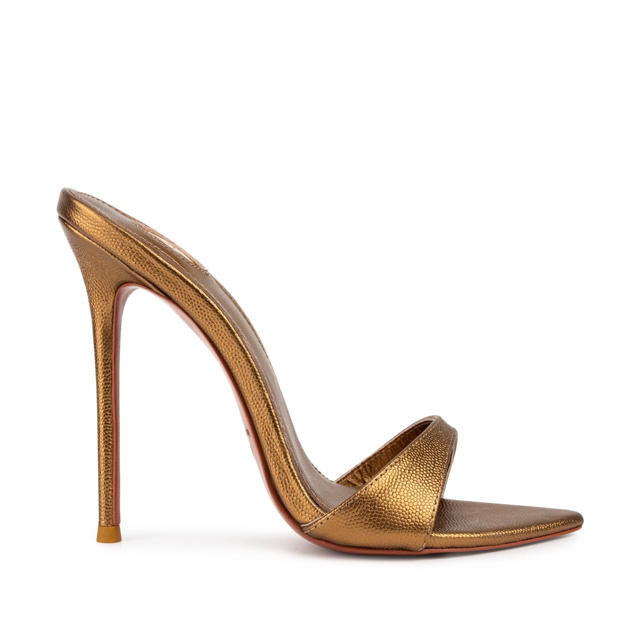 Golden Caviar Leather Mules 120mm - Kandee