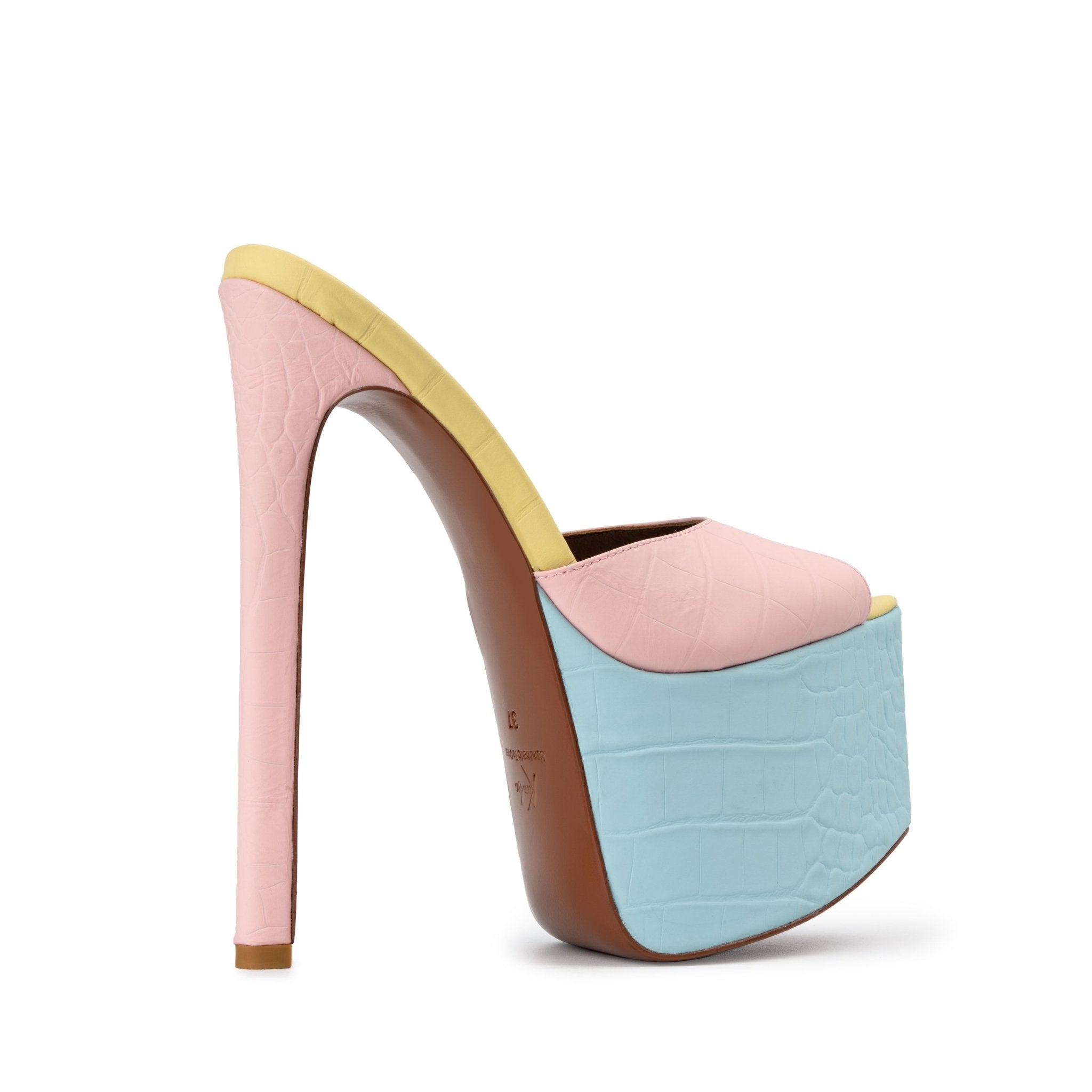 Pastel Multi Croco Platform Mules - Kandee