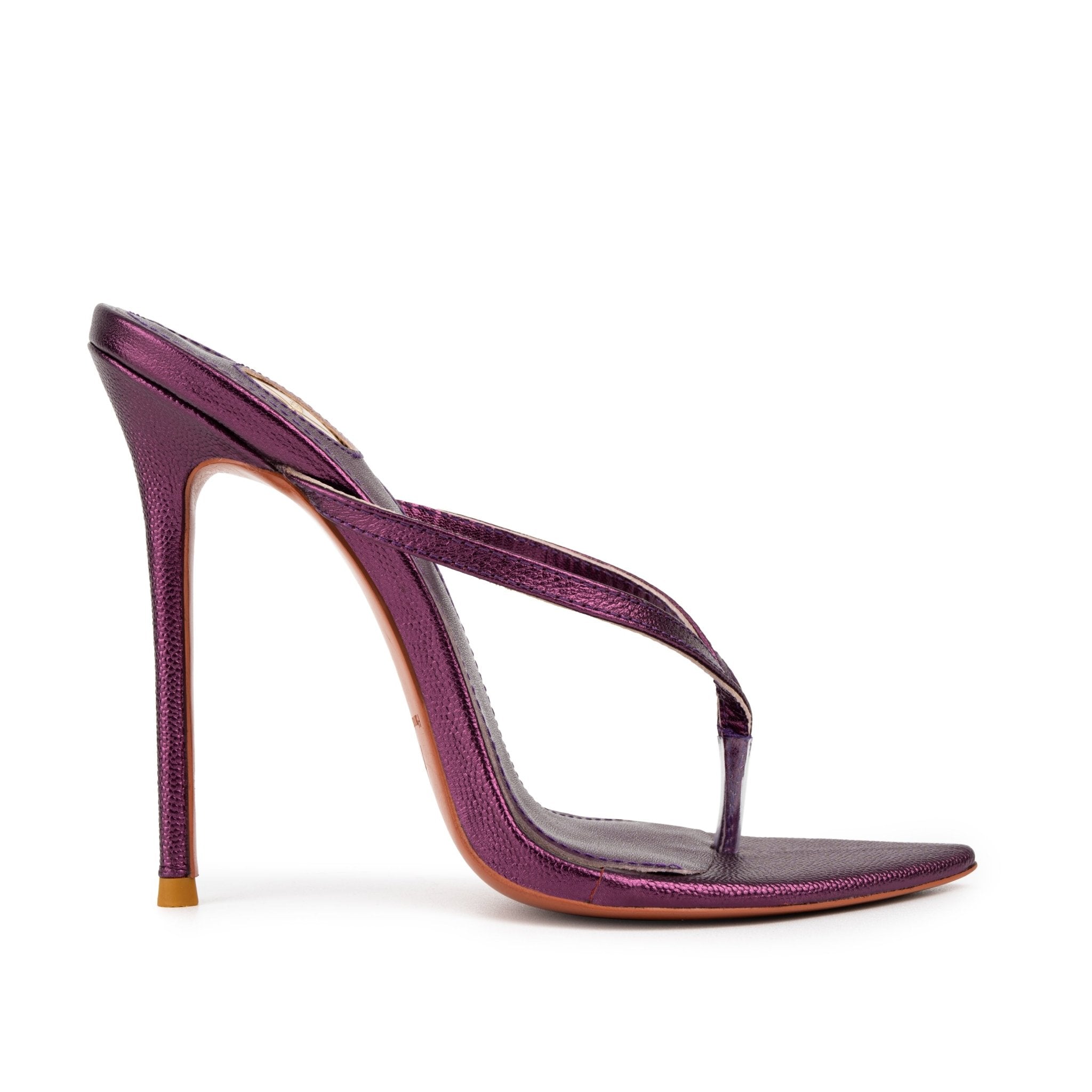 Blackcurrant Caviar Leather Thong Sandals 120mm - Kandee