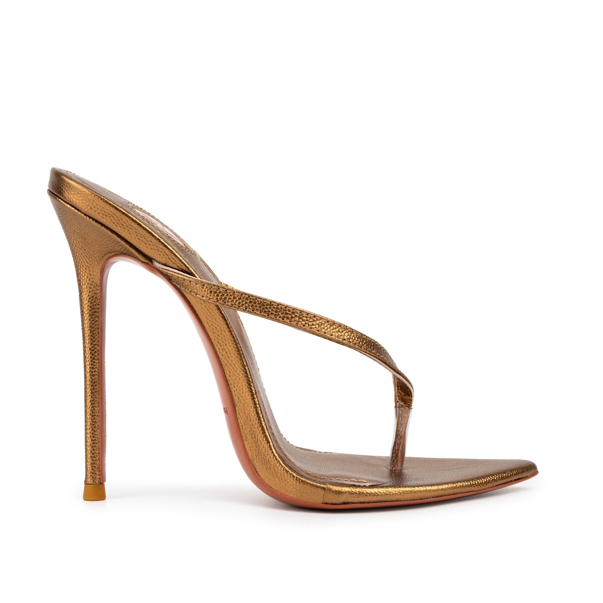 Golden Caviar Leather Thong Sandals 120mm - Kandee