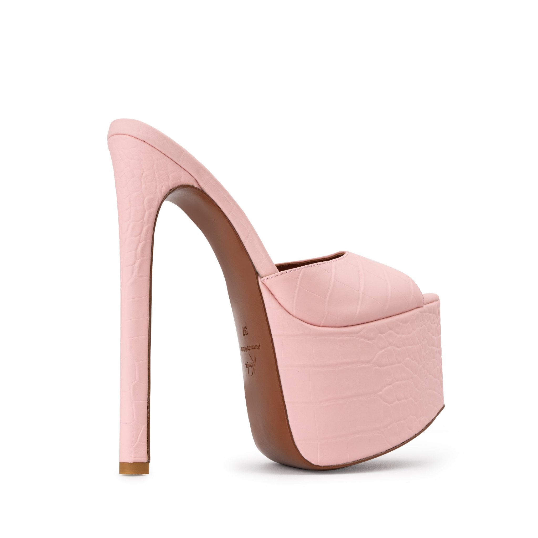 Crystal Rose Croco Platform Mules - Kandee