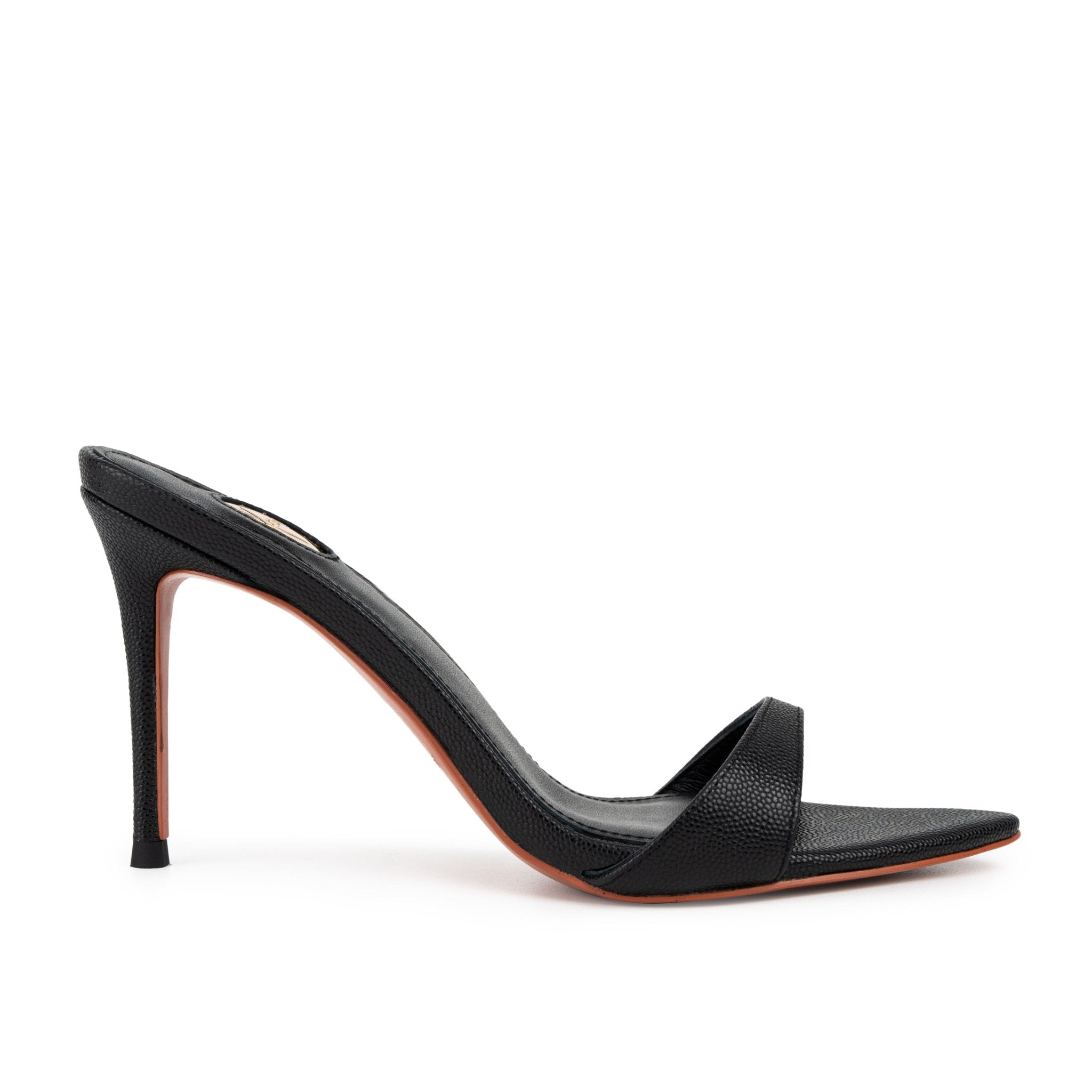 Black Caviar Leather Mules 90mm - Kandee