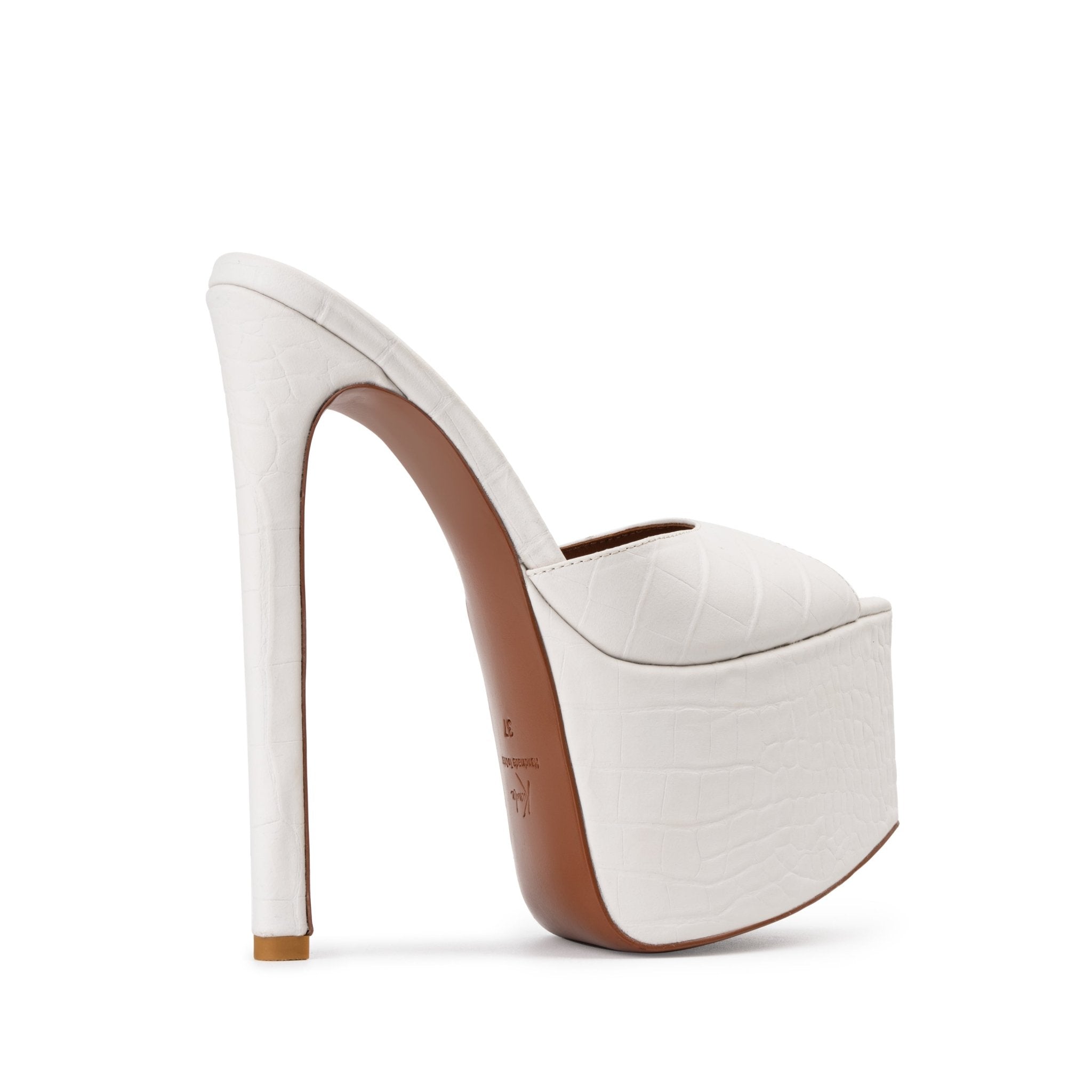White Croco Platform Mules - Kandee