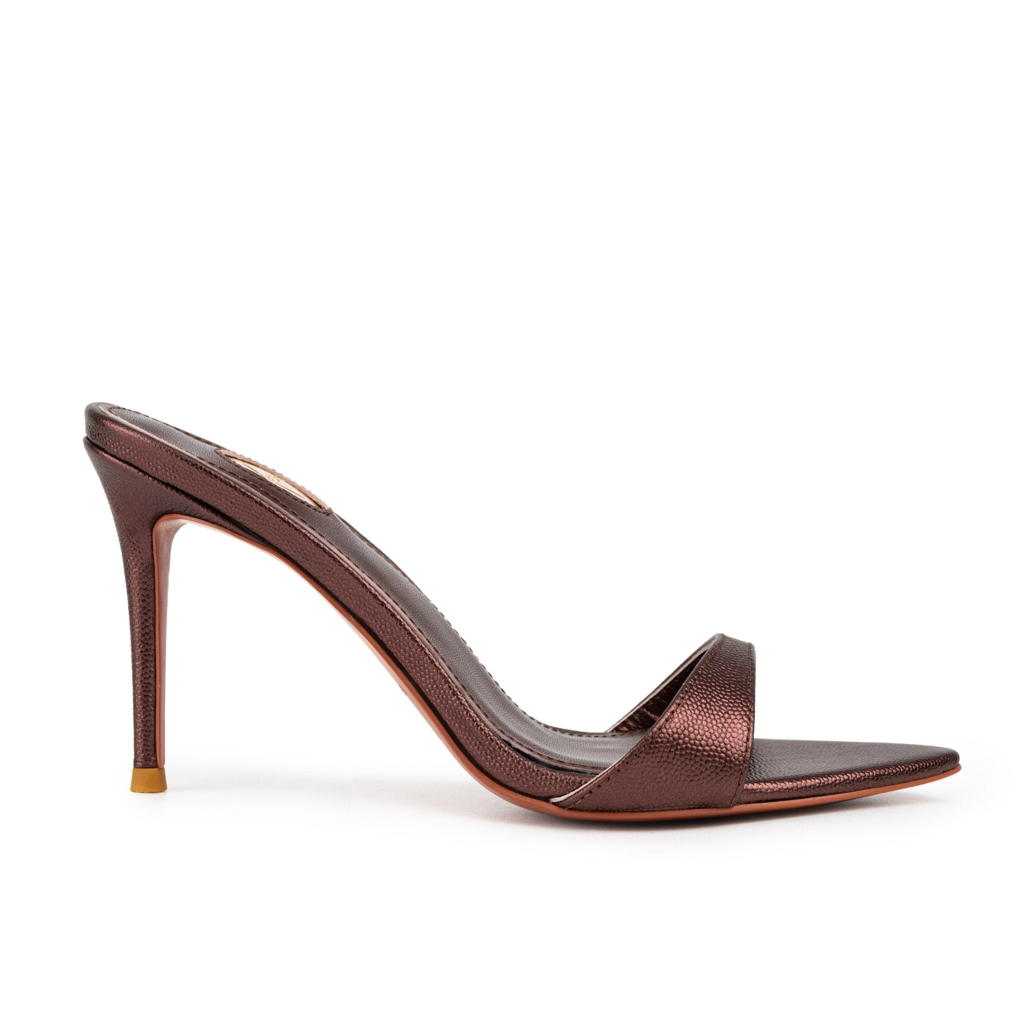 Chocolate Caviar Leather Mules 90mm - Kandee