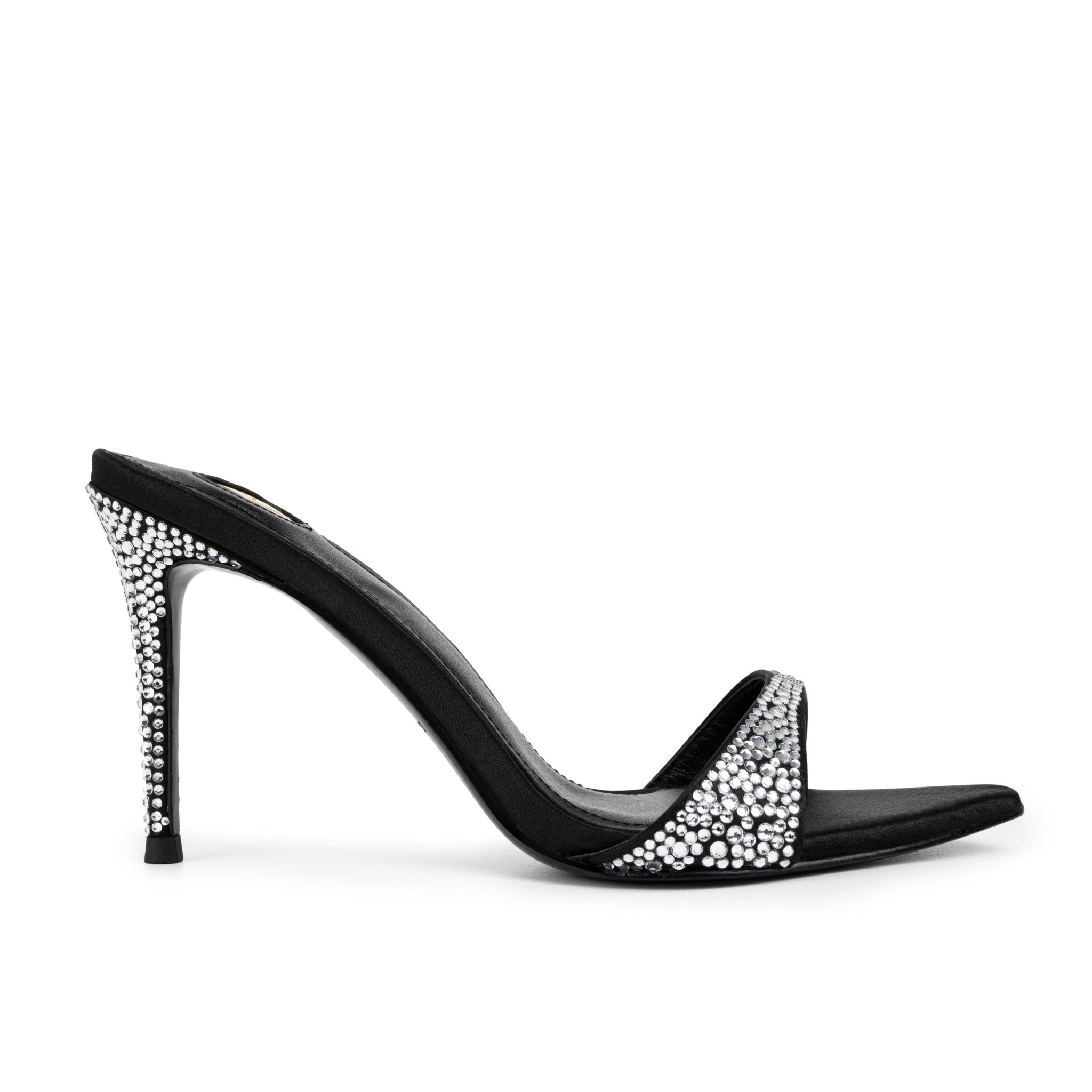 Caviar Crystal Leather Mules 90mm - Kandee