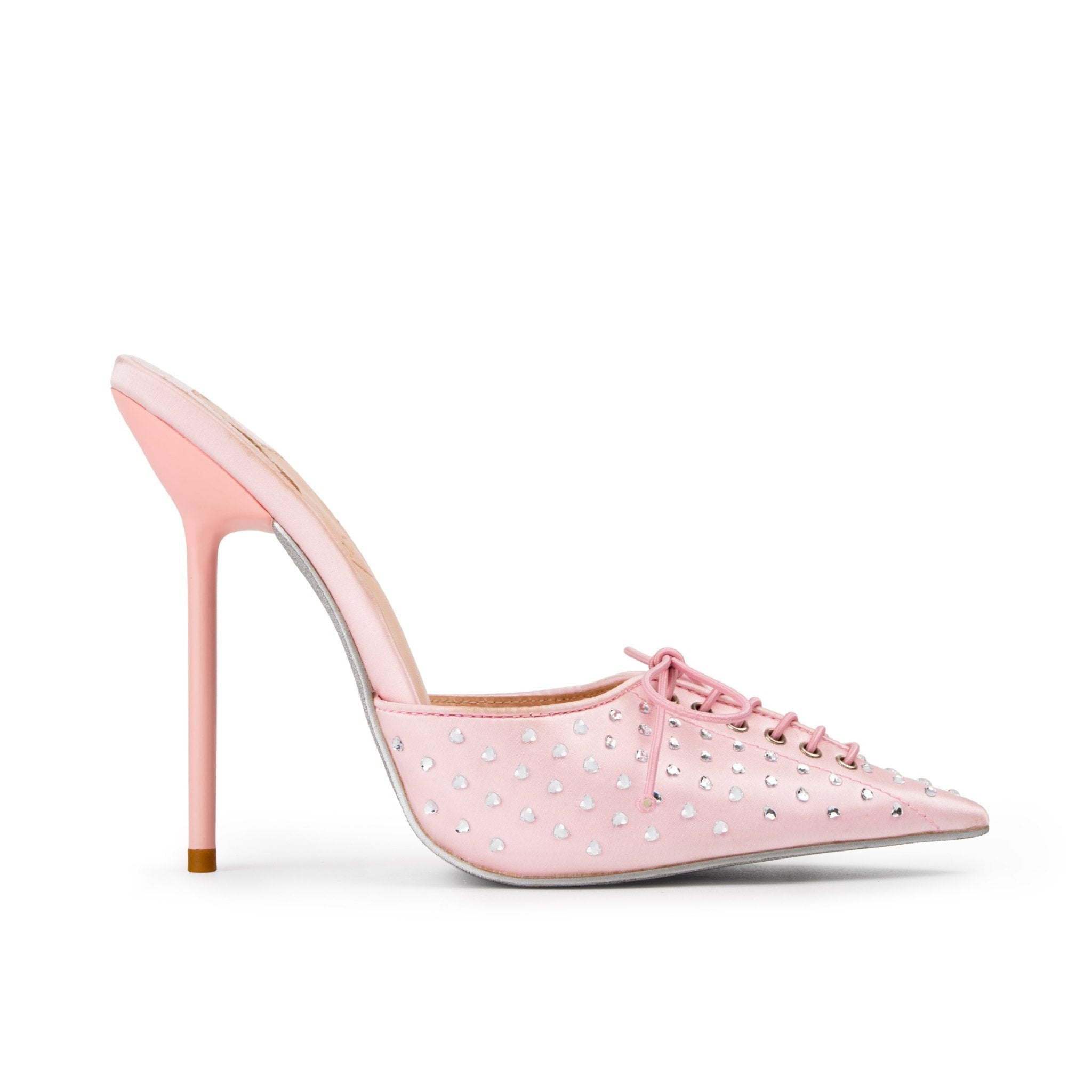 J'Adore Silk Crystal Heart Lace Mules - Kandee