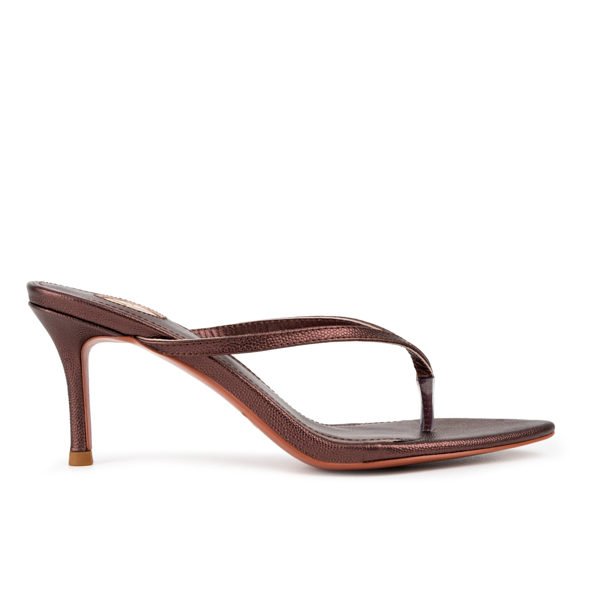 Chocolate Caviar Leather Thong Sandals 70mm - Kandee