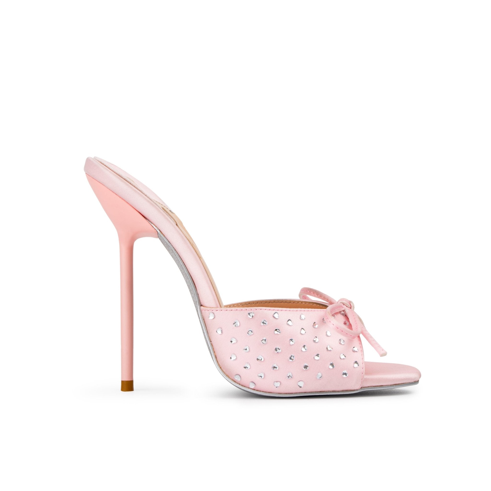 J'Adore Silk Crystal Heart Mules - Kandee