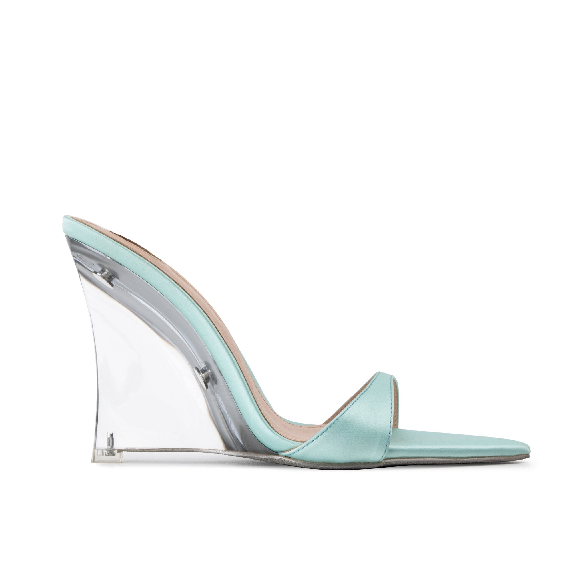 Aqua Silk Wedge Mule - Kandee