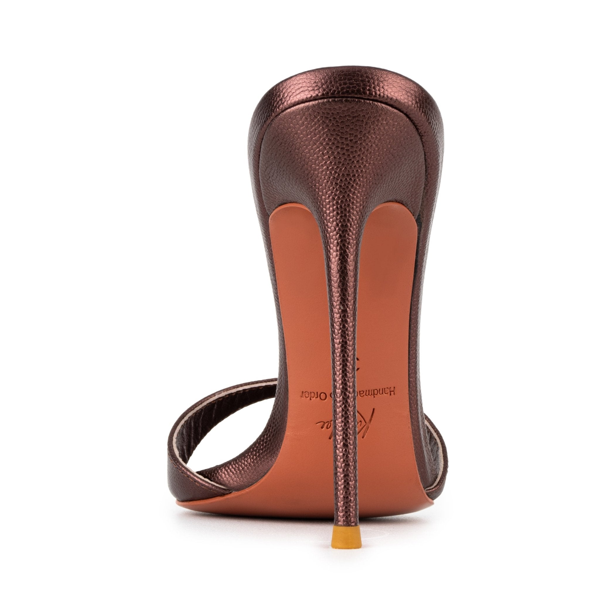 Chocolate Caviar Leather Mules 120mm - Kandee