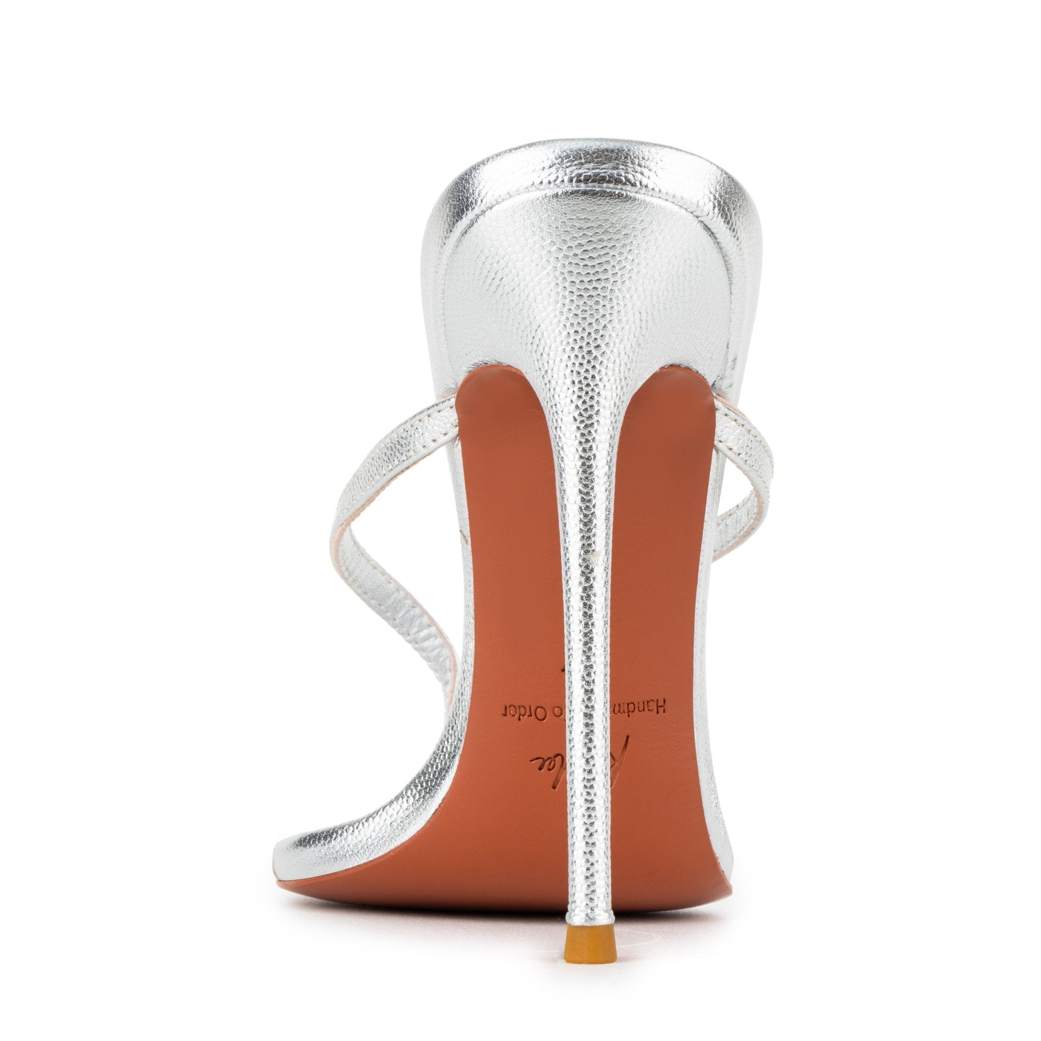 Silver Caviar Leather Thong Sandals 120mm - Kandee