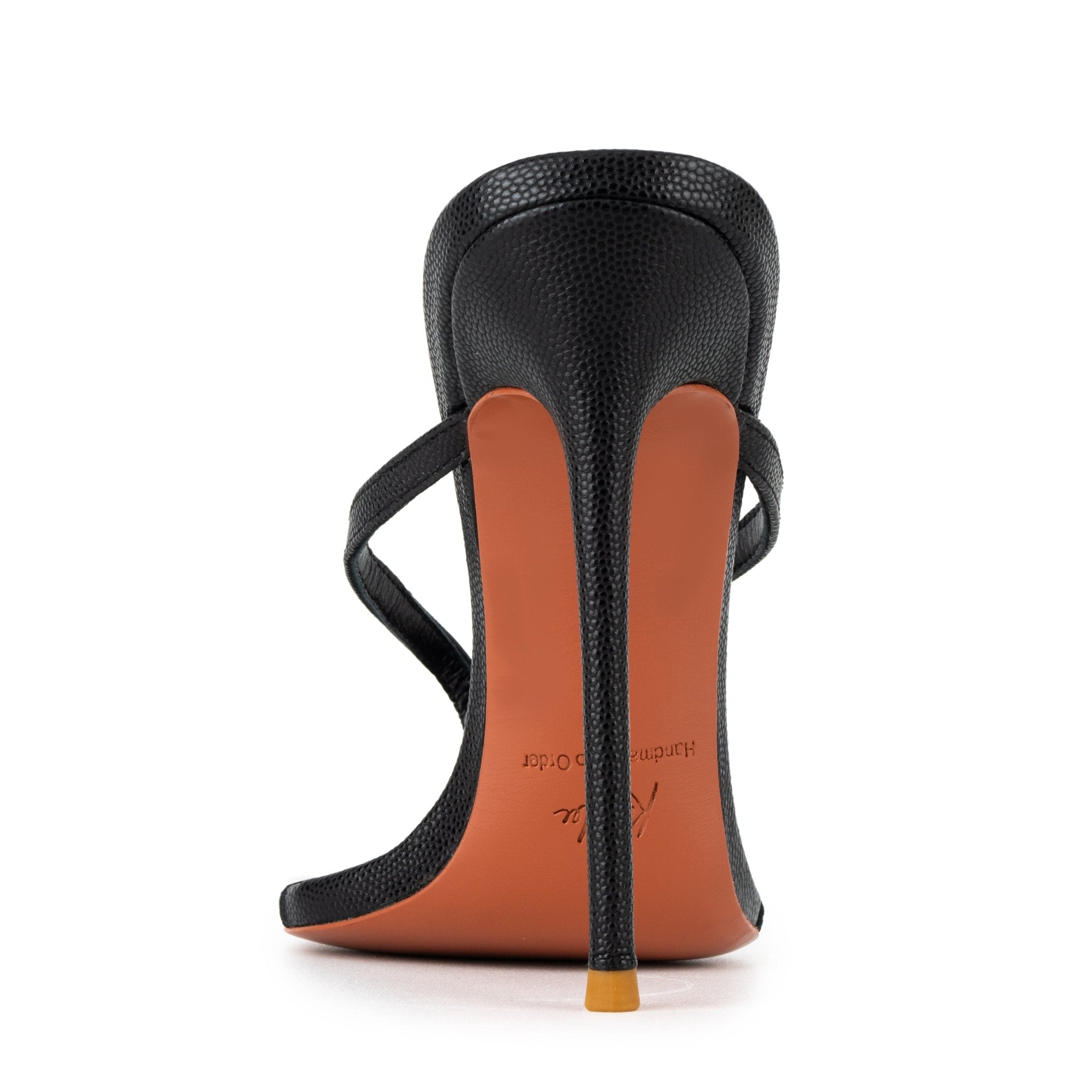 Black Caviar Leather Thong Sandals 120mm - Kandee