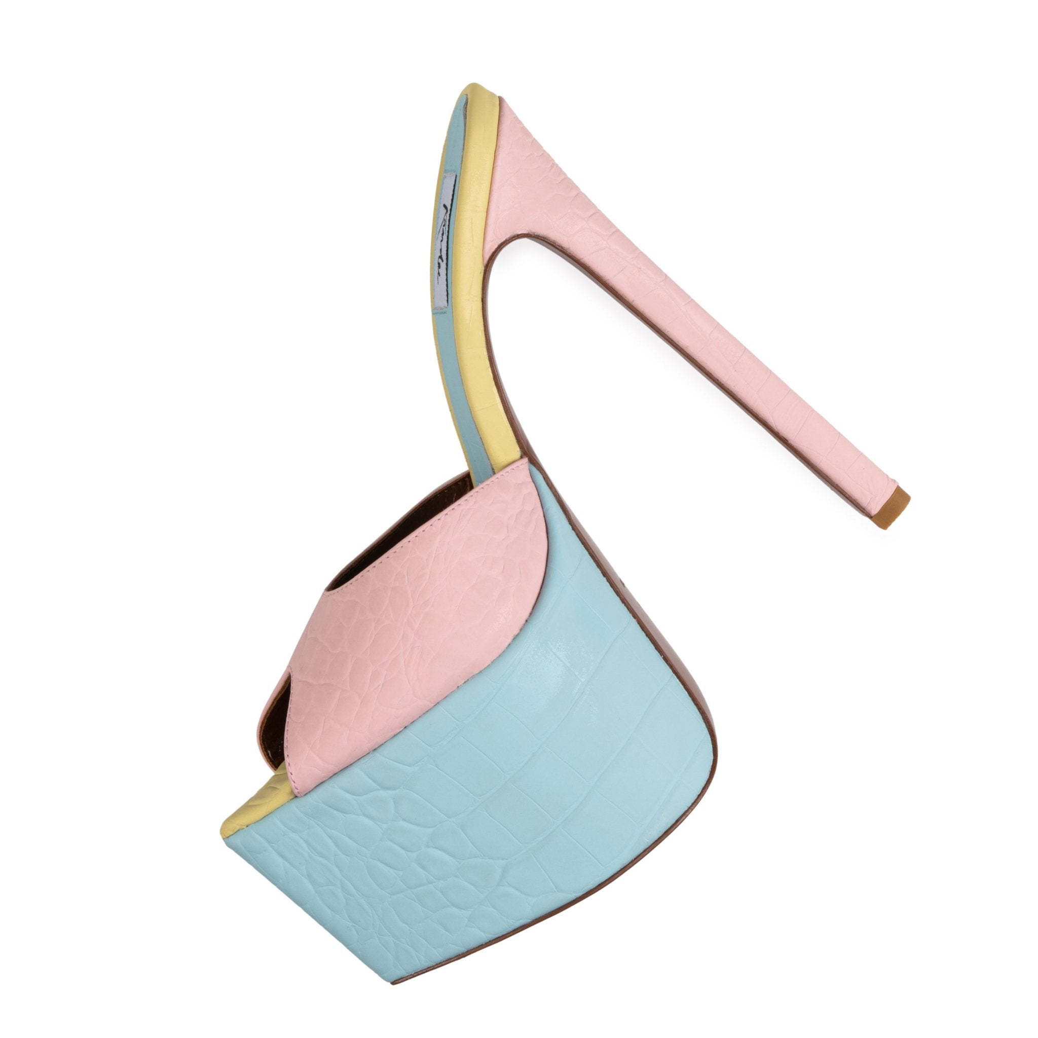 Pastel Multi Croco Platform Mules - Kandee