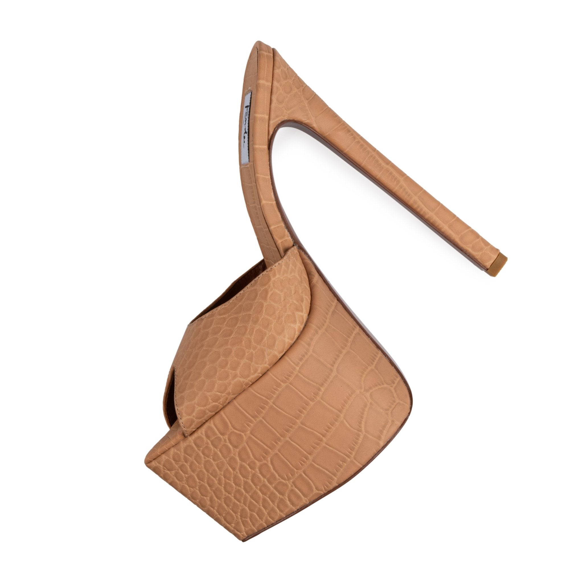 Natural Croco Platform Mules - Kandee
