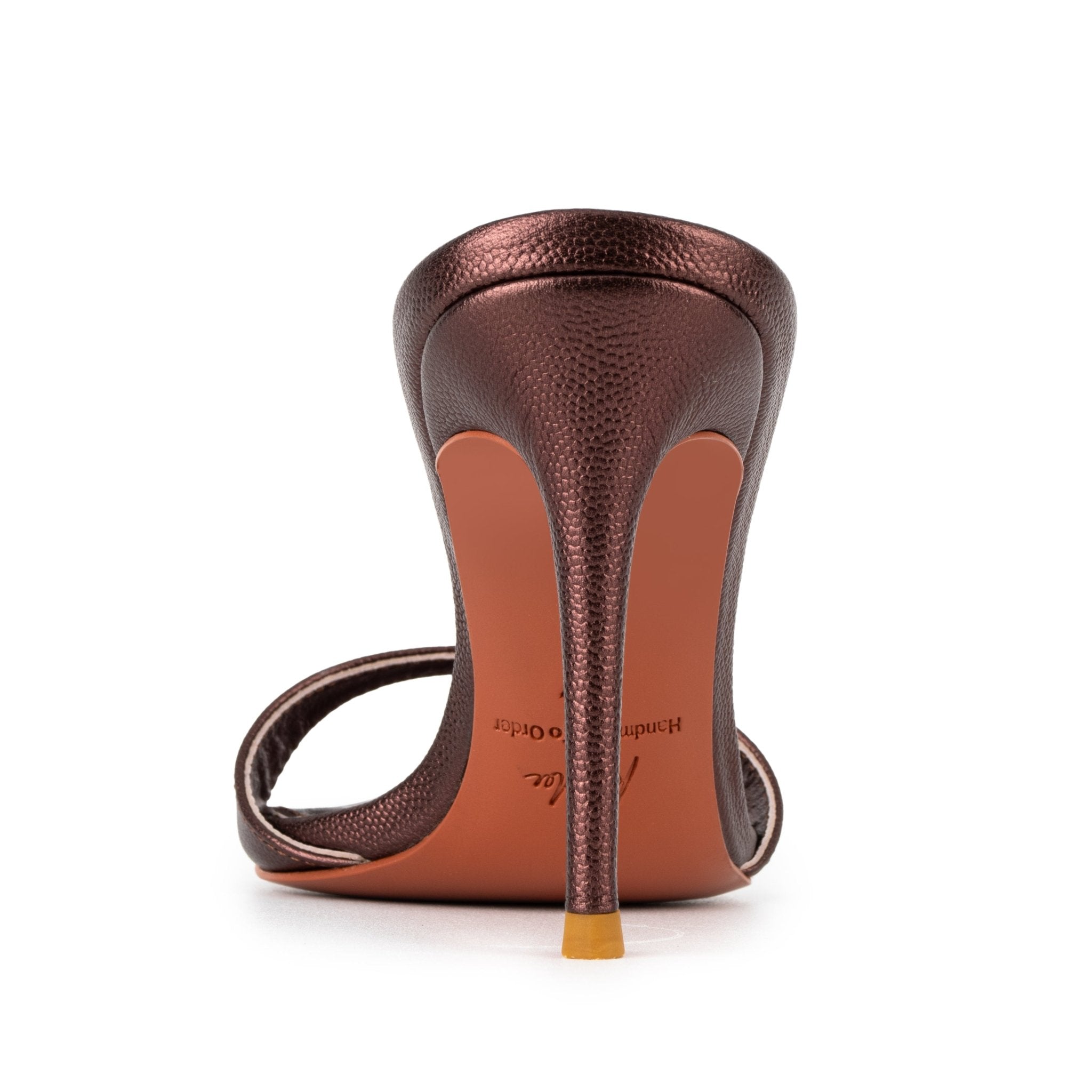 Chocolate Caviar Leather Mules 90mm - Kandee