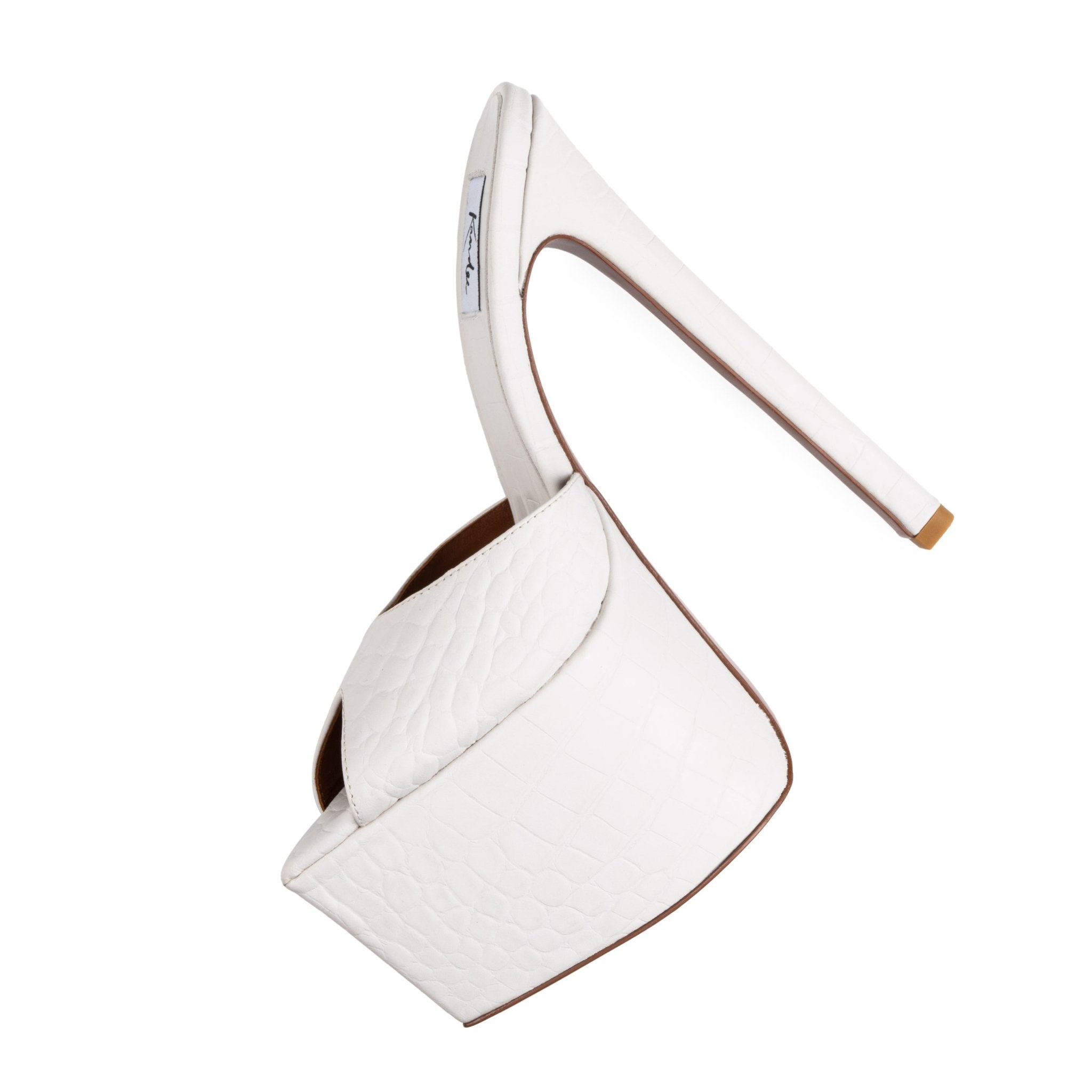 White Croco Platform Mules - Kandee