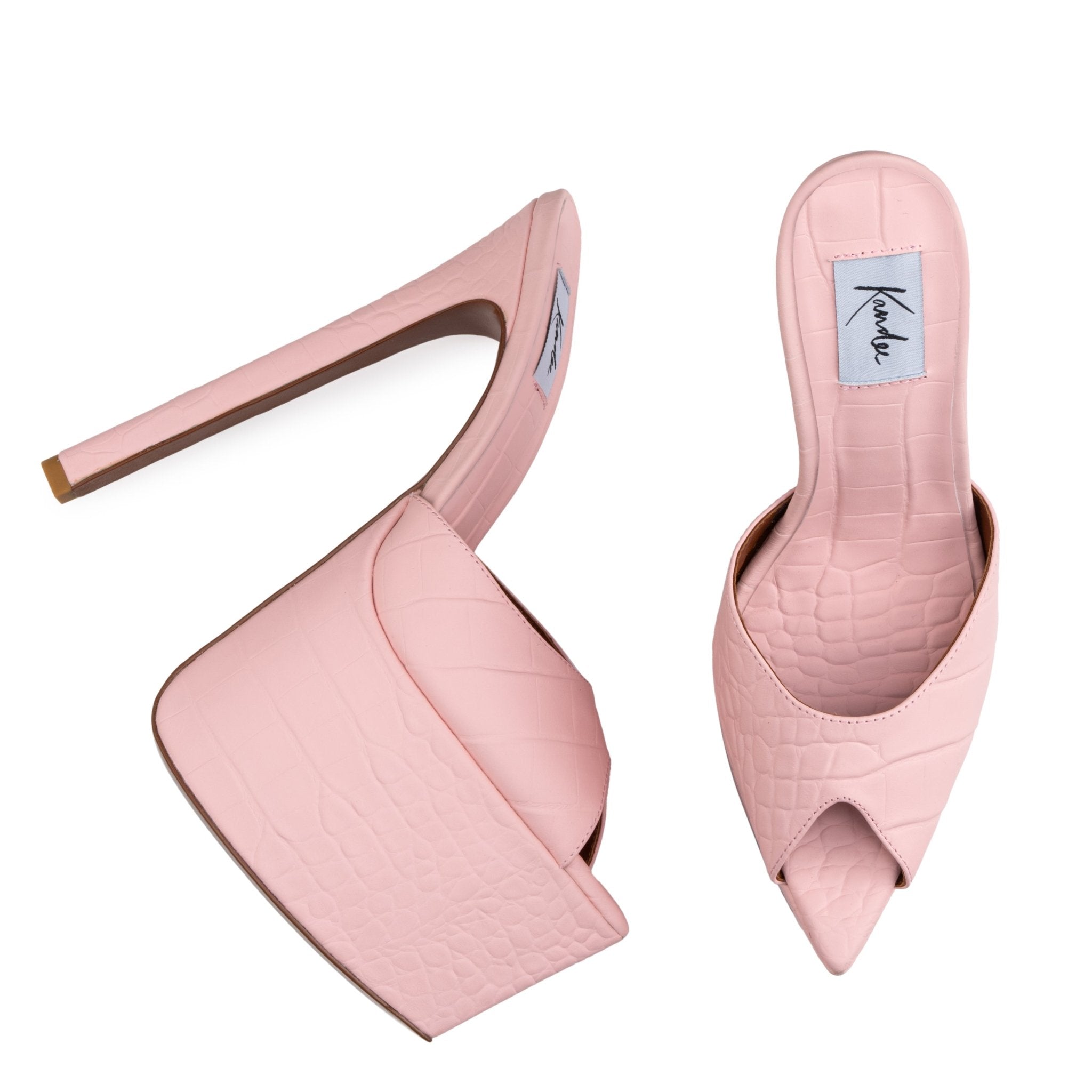 Crystal Rose Croco Platform Mules - Kandee