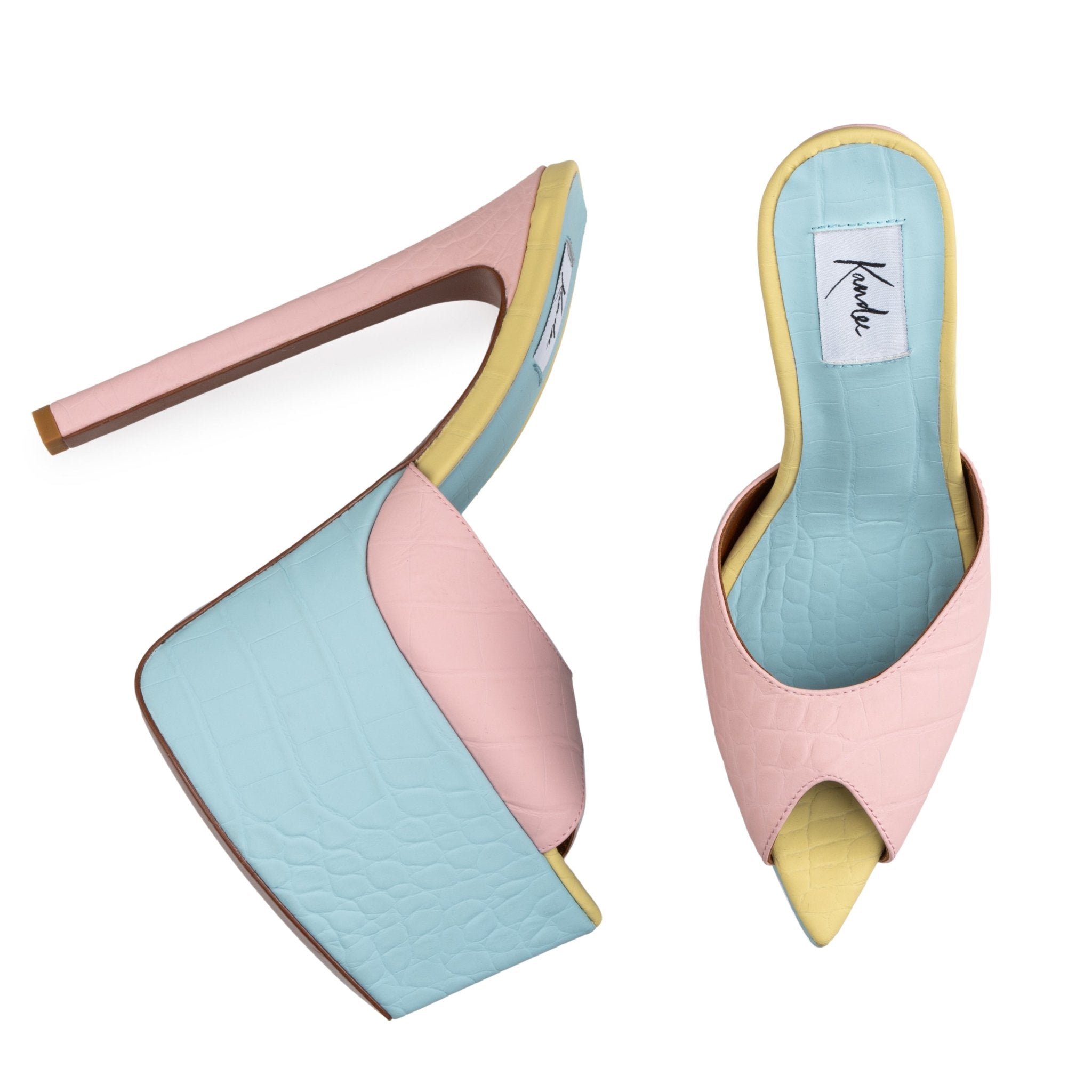 Pastel Multi Croco Platform Mules - Kandee