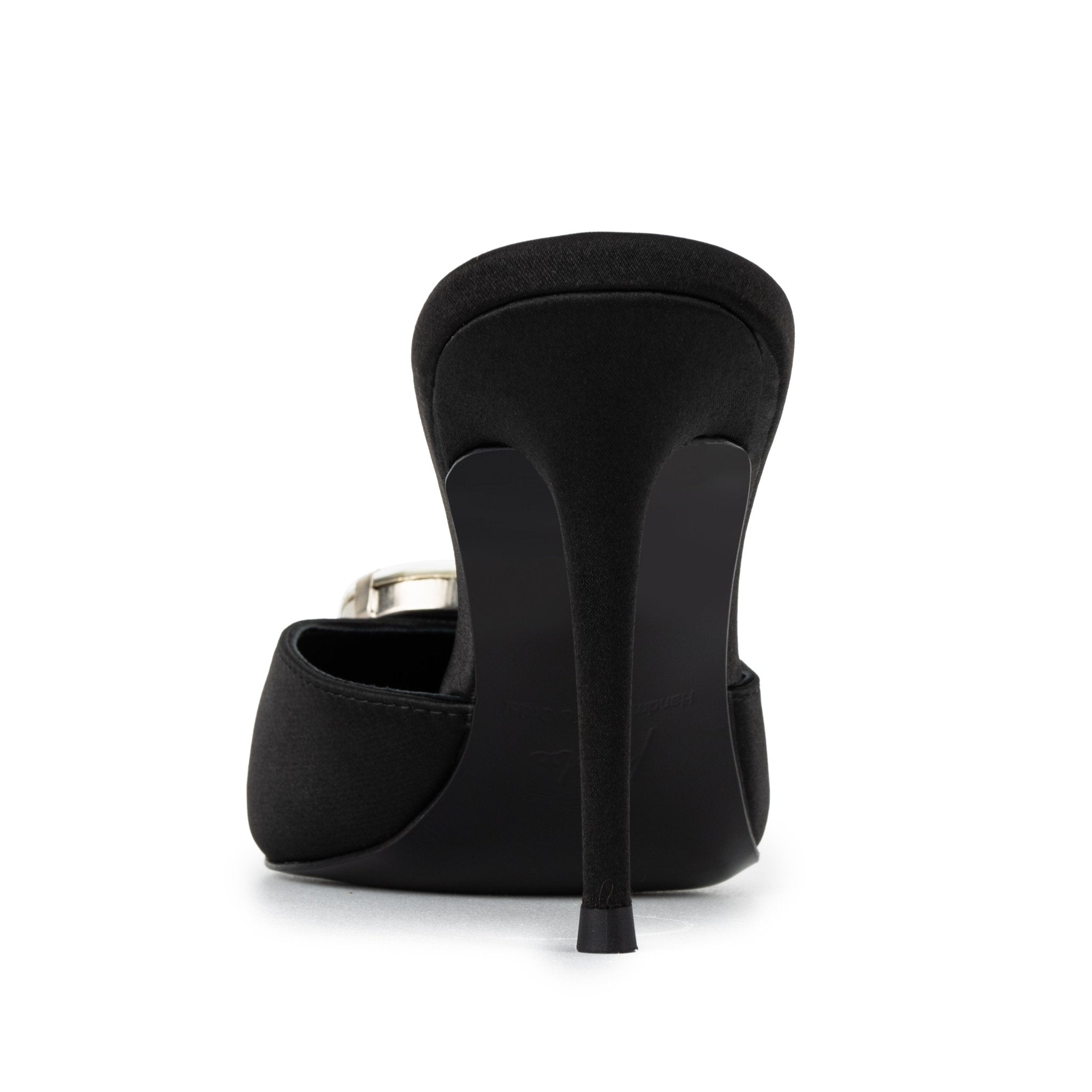 Black caviar Silk Crystal Mules 90mm - Kandee