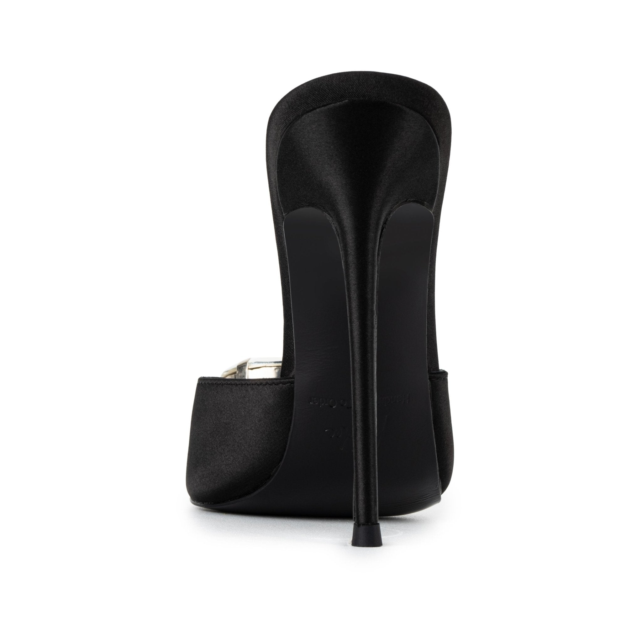 Black caviar Silk Crystal Mules 120mm - Kandee