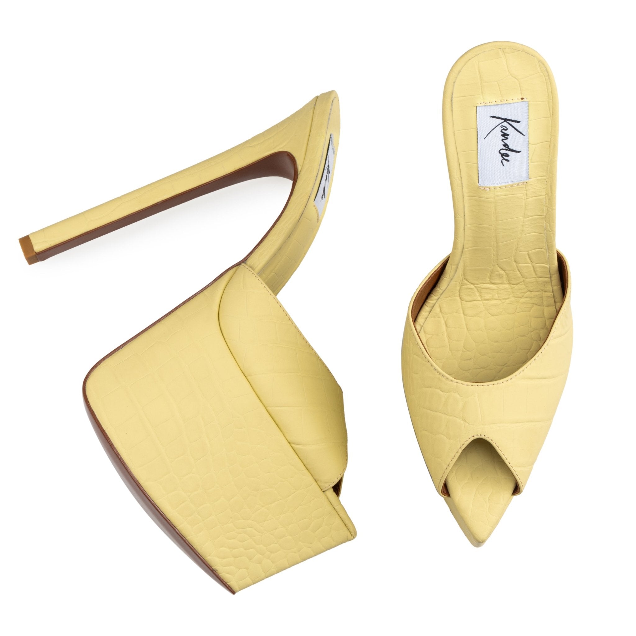 Limon Croco Platform Mules - Kandee