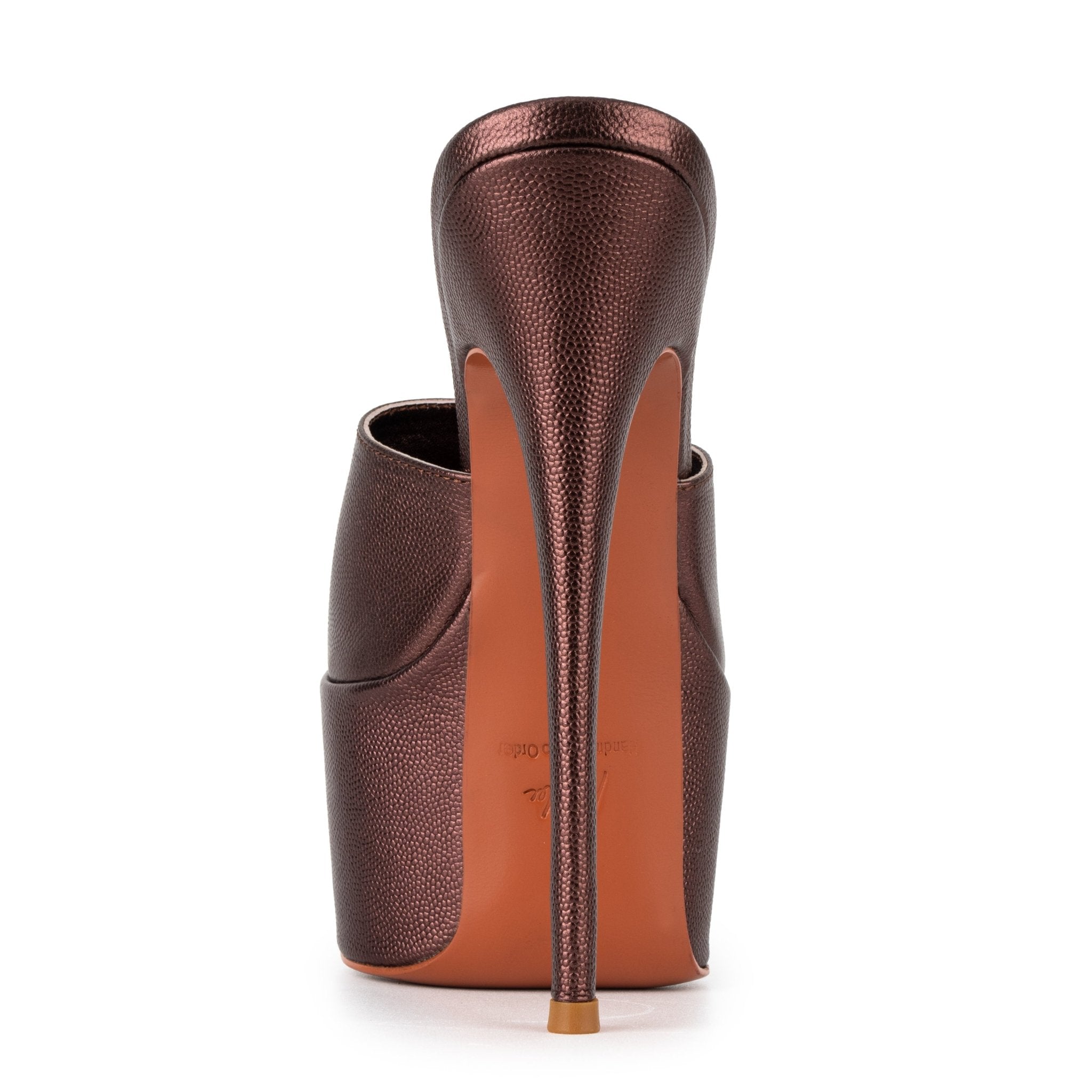 Chocolate Caviar Leather Platform Mules - Kandee