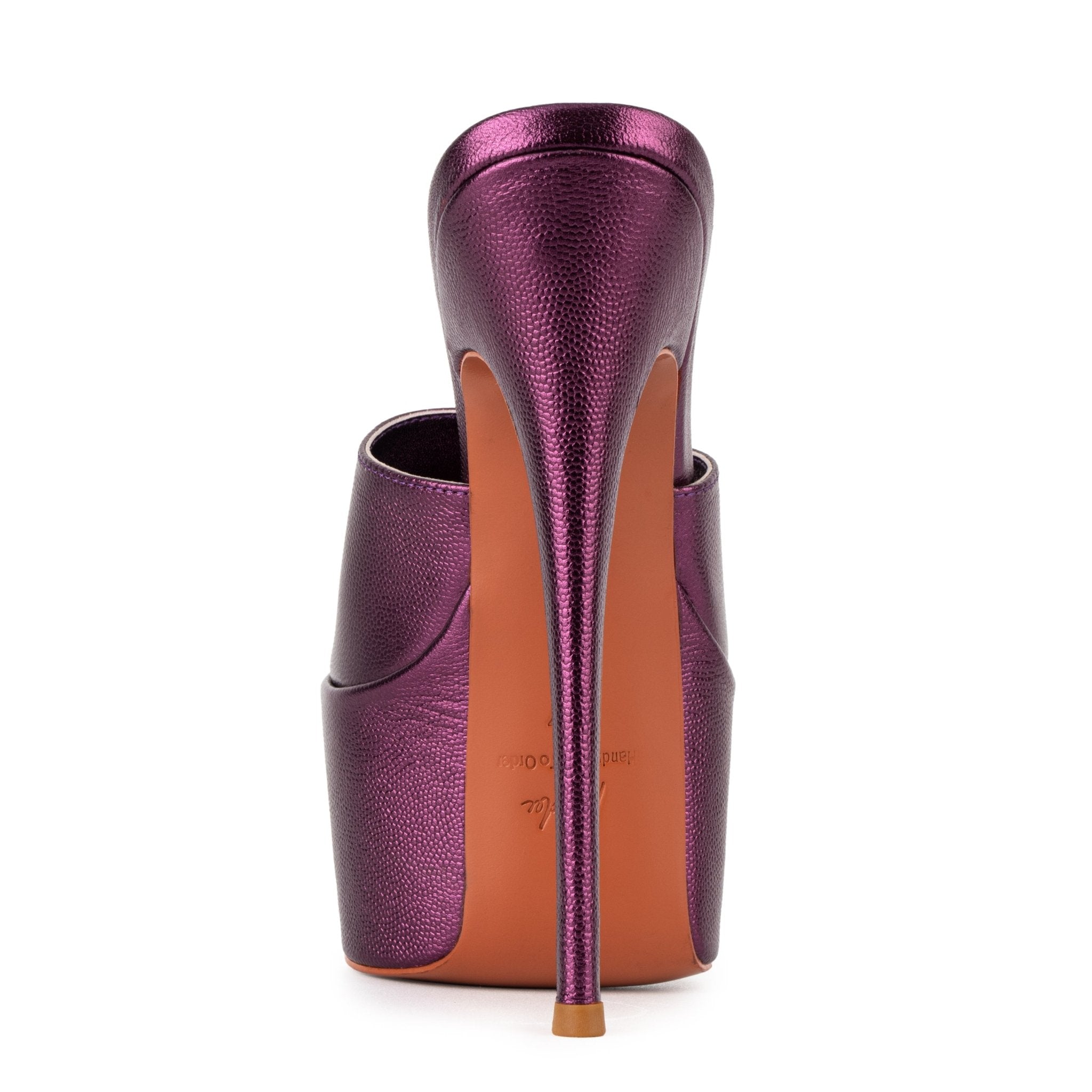 Blackcurrant Caviar Leather Platform Mules - Kandee