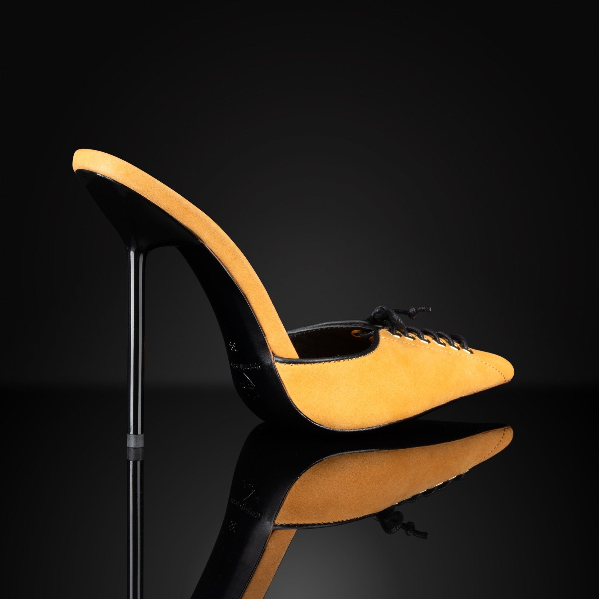 CAMEL NUBUCK LEATHER LACE MULES - Kandee