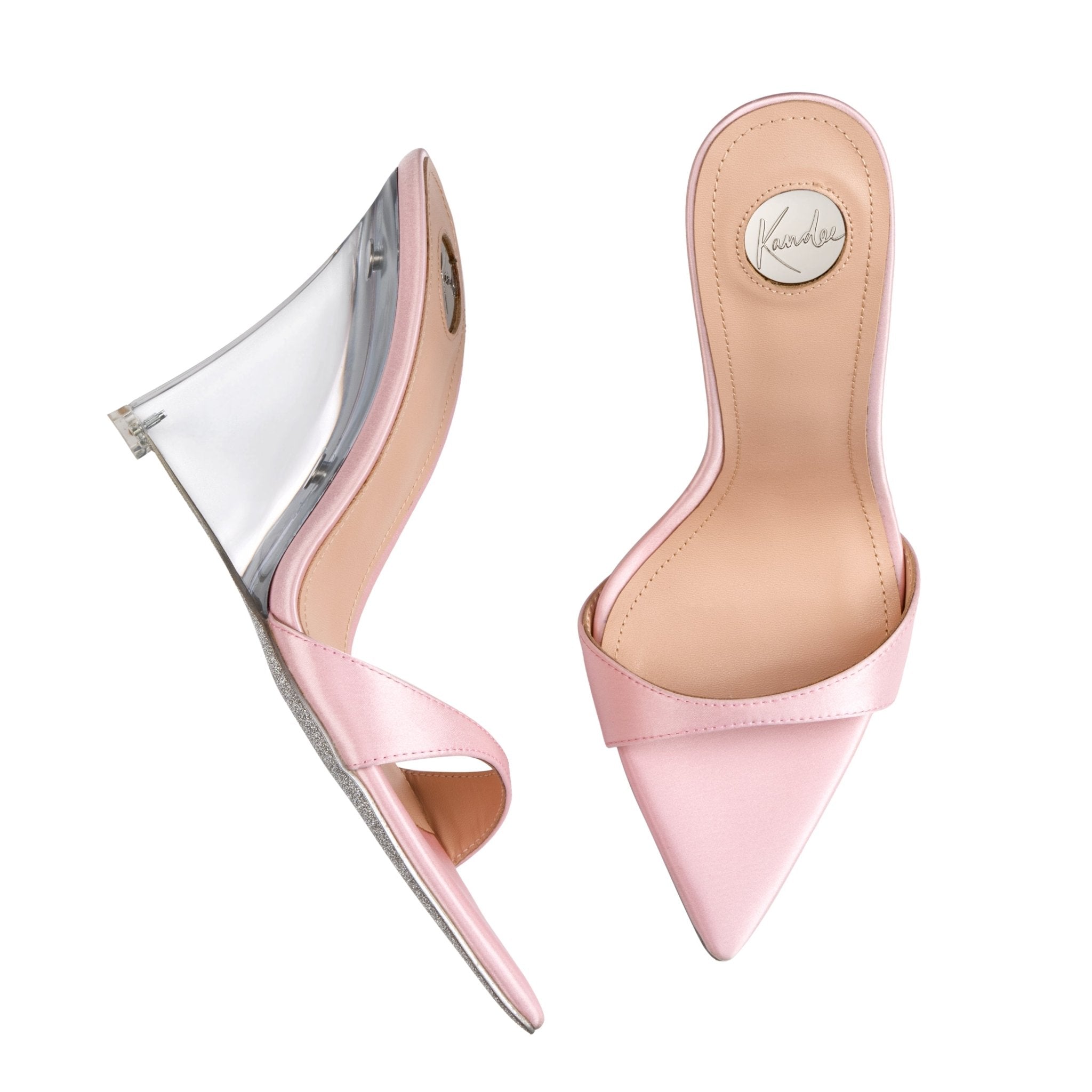 Powder Pink Silk Wedge Mule - Kandee