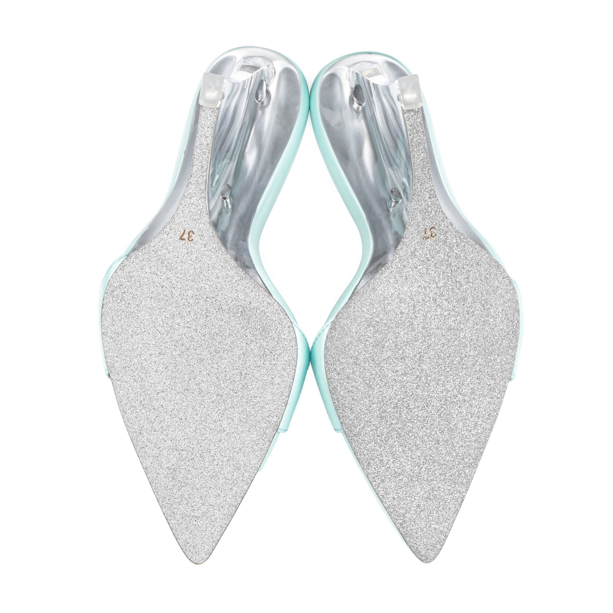 Aqua Silk Wedge Mule - Kandee