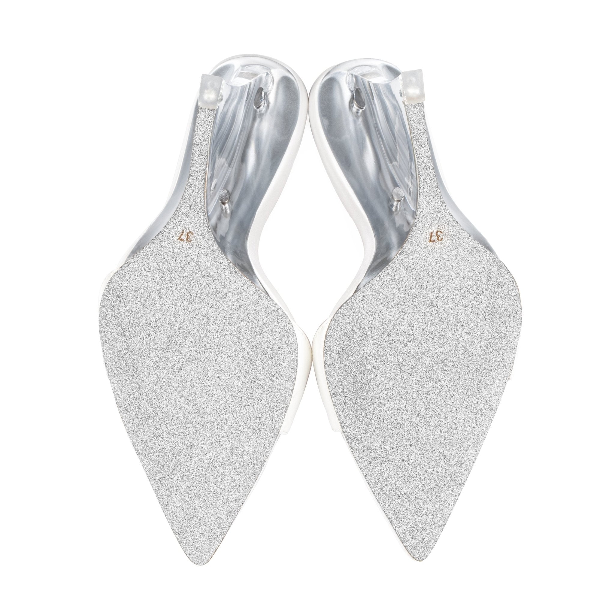 White Silk Wedge Mule - Kandee