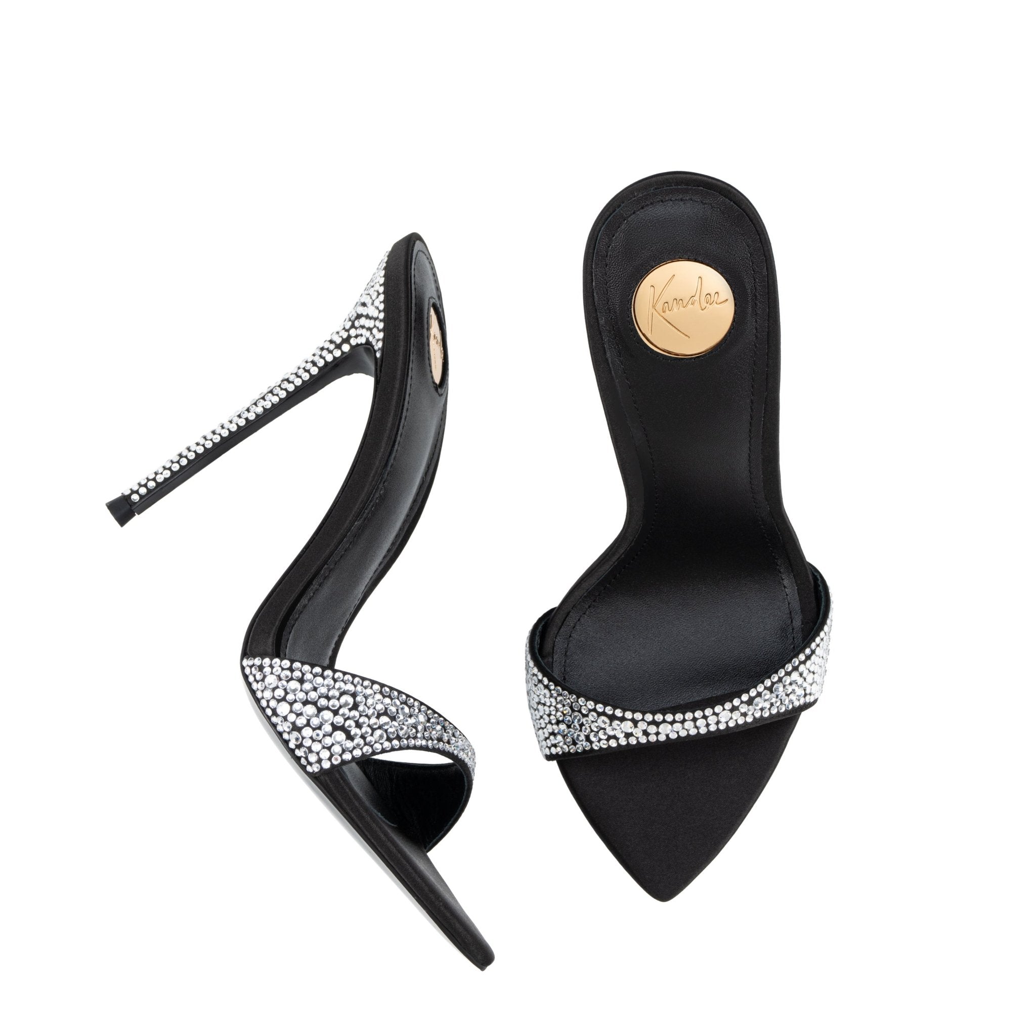 Caviar Crystal Leather Mules 120mm - Kandee