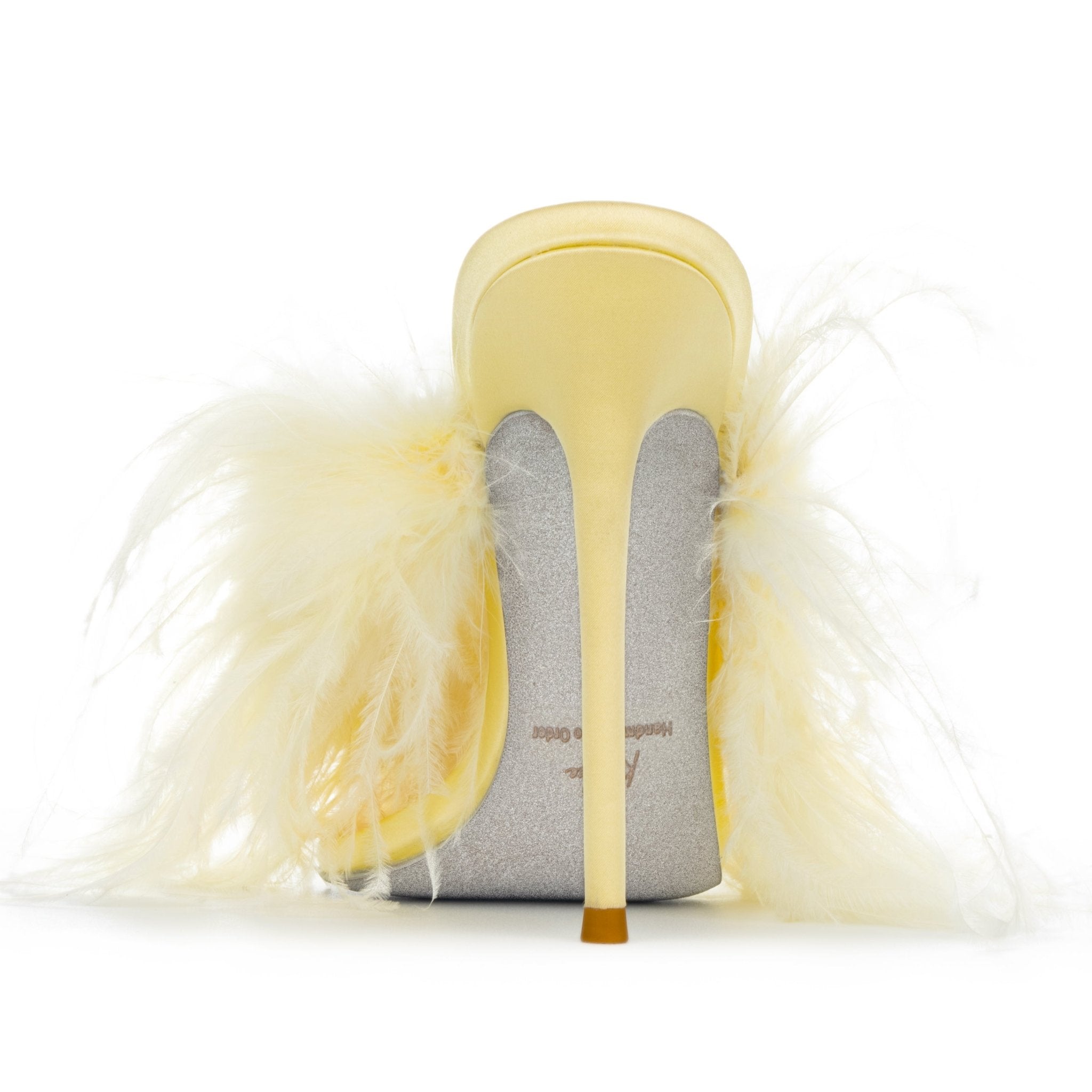 Butter Yellow Silk Ostrich Mules - Kandee
