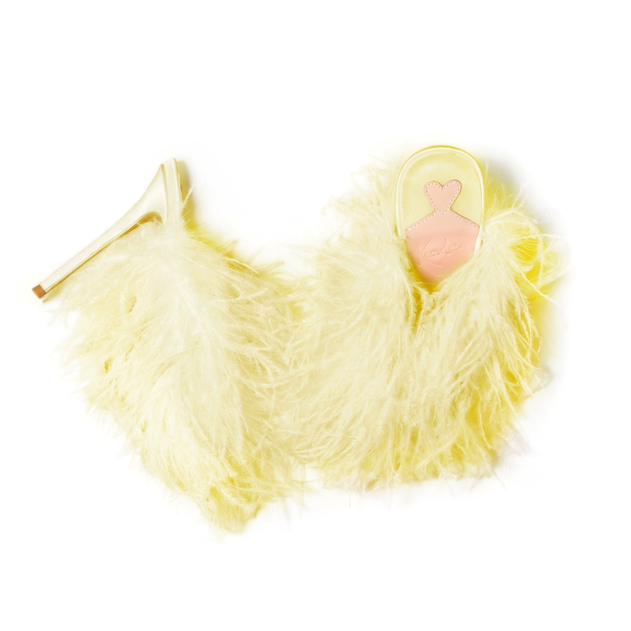 Butter Yellow Silk Ostrich Mules - Kandee